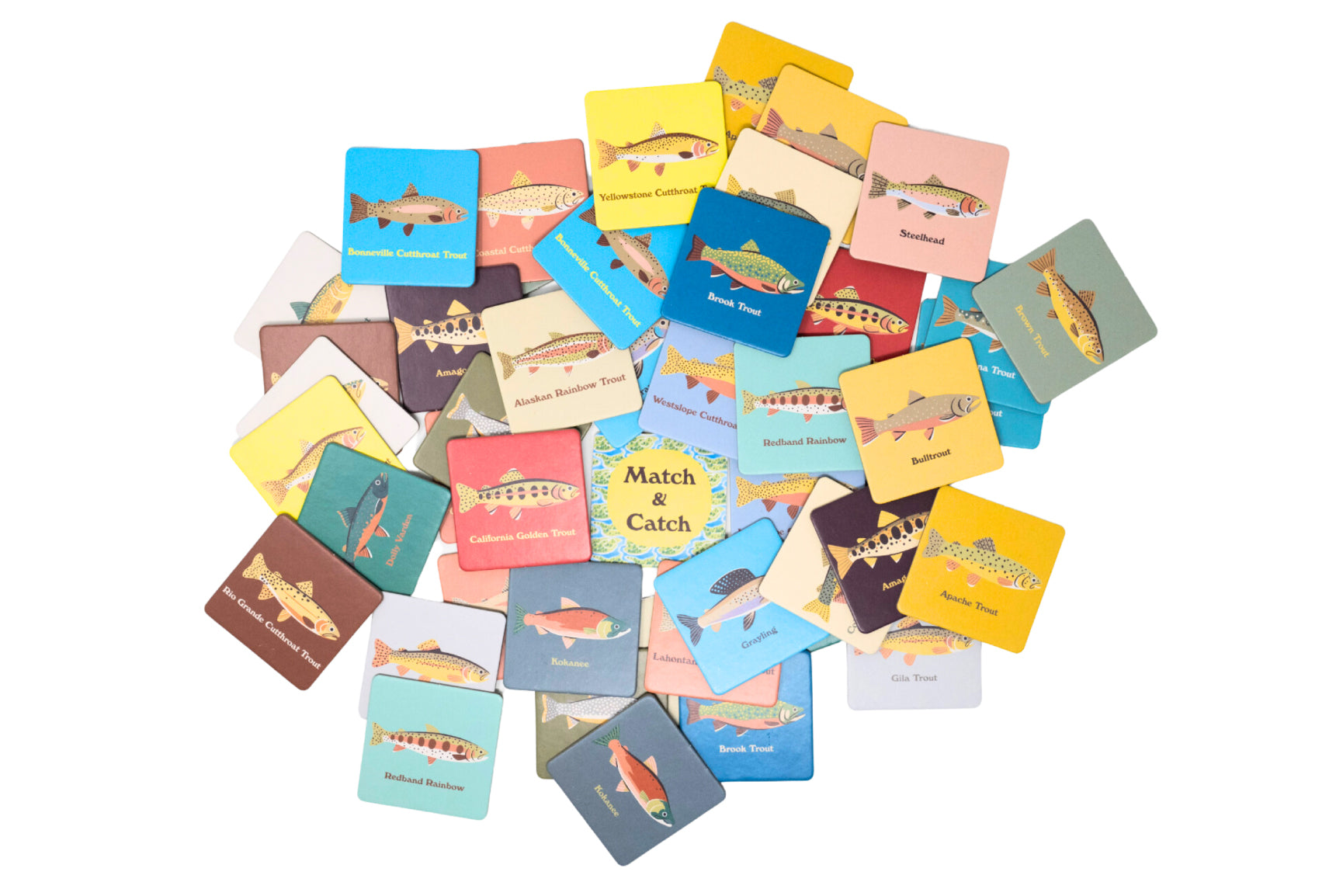 Match and Catch Native Trout Memory Card Game - Fun Educational Wildlife Activity for Kids & Family Game Night