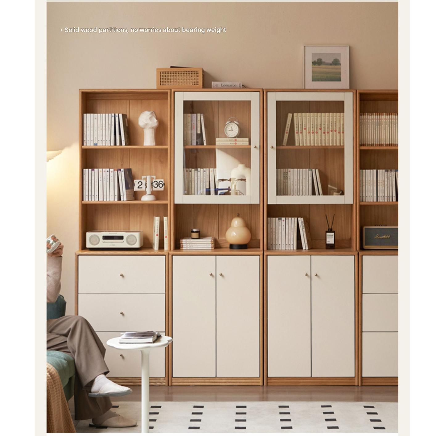 Oak and Poplar Solid Wood Bookcase - Sturdy and Stylish Bookshelf for Home Office, Living Room, or Library Storage