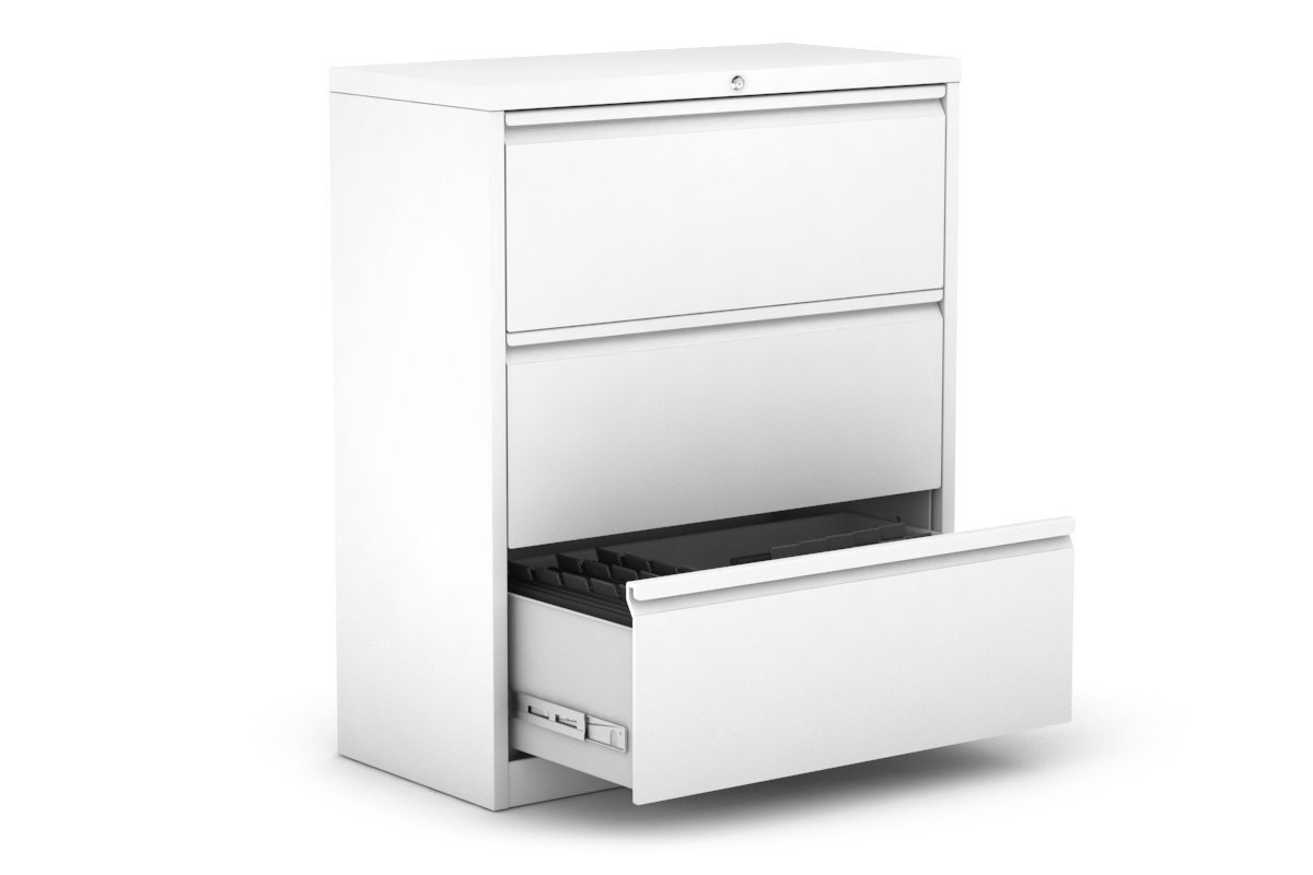 3-Drawer Metal Lateral Filing Cabinet in White - Office Organization & Document Storage Solution for Home & Business