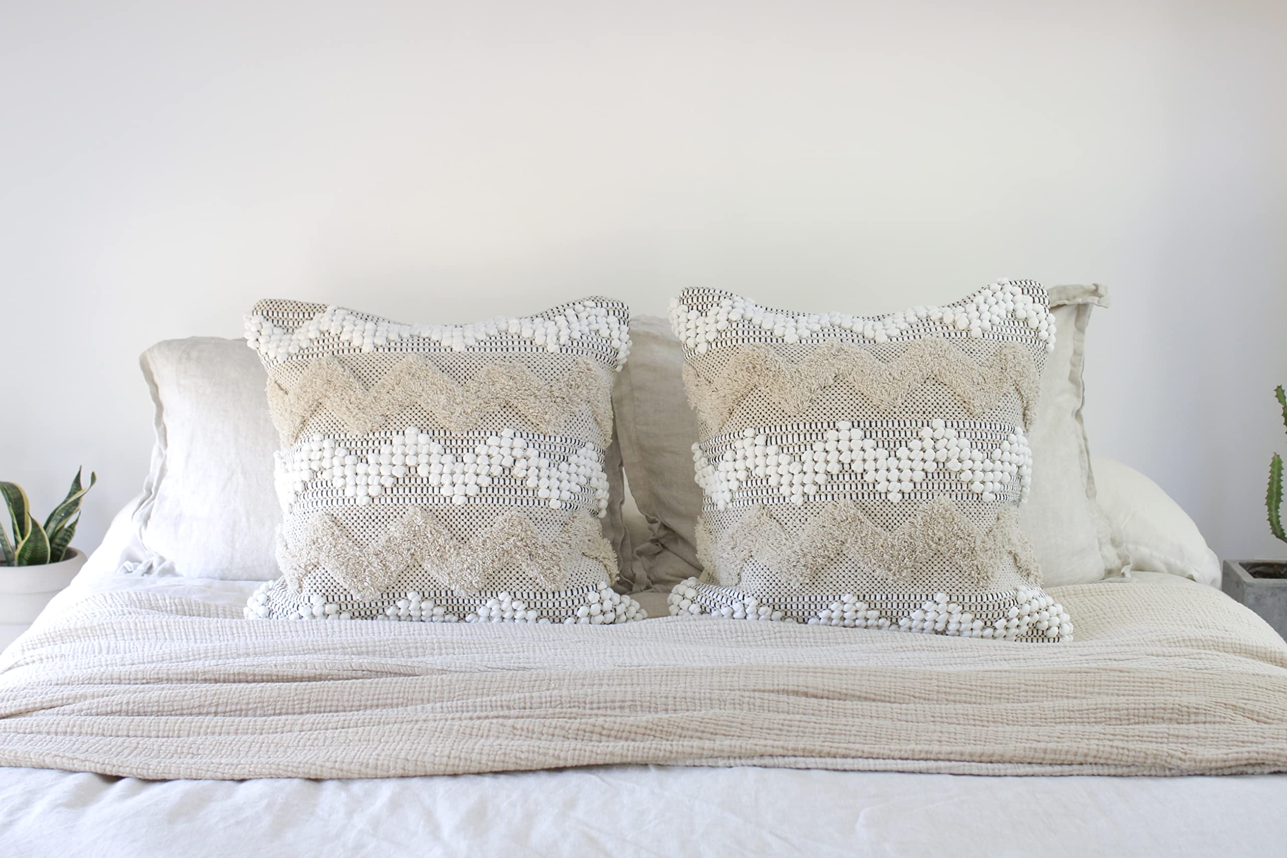 Boho Pillow Covers 20x20 - Decorative Throw Pillows for Bed, Sofa & Couch - Modern Bohemian Pillow Cases - CASA BOHO Home Decor for Living Room, Bedroom & Nursery
