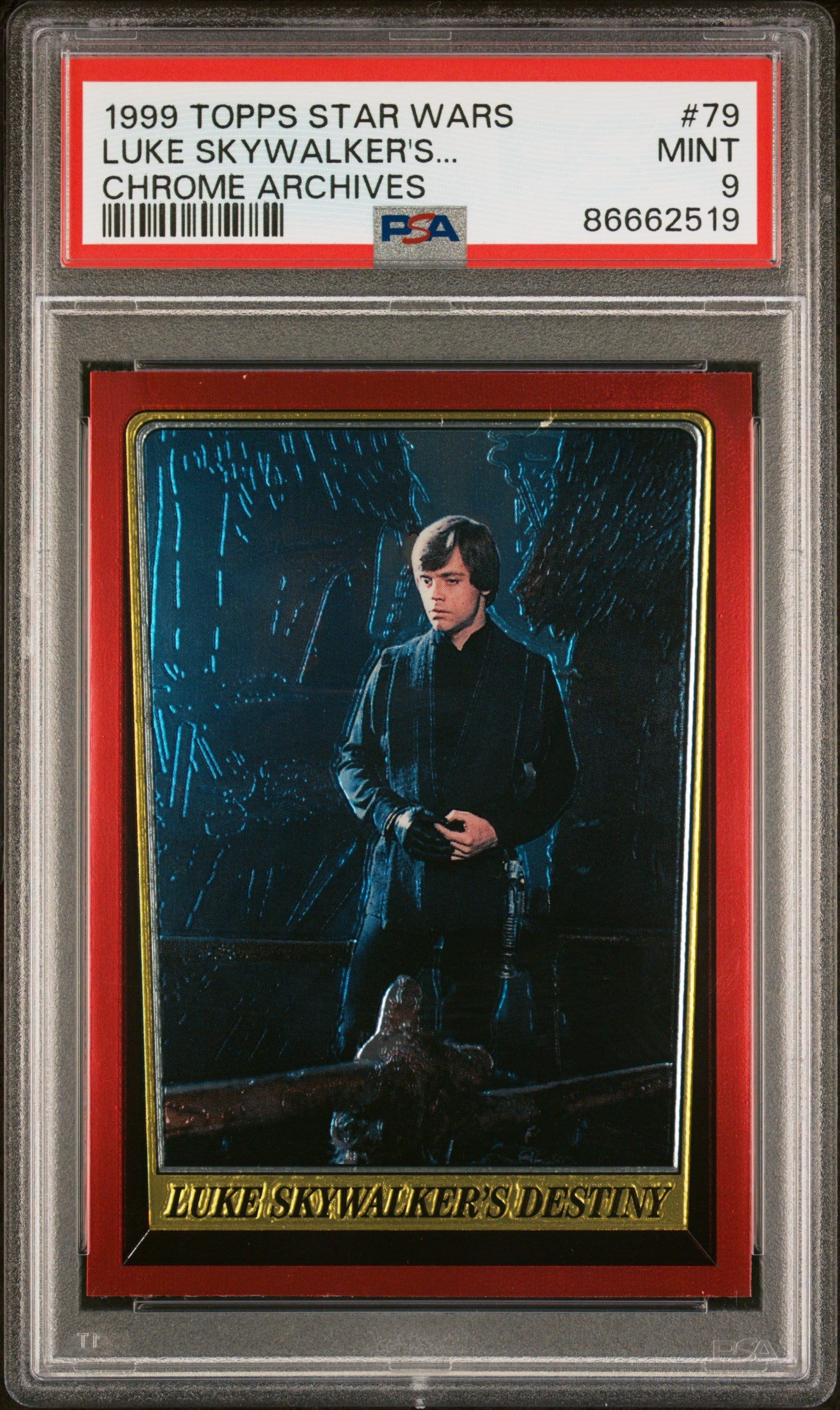 1999 Topps Chrome Star Wars Chrome Archives Luke Skywalker #79 PSA 9 Mint Condition - Rare Collectible Trading Card for Display & Investment