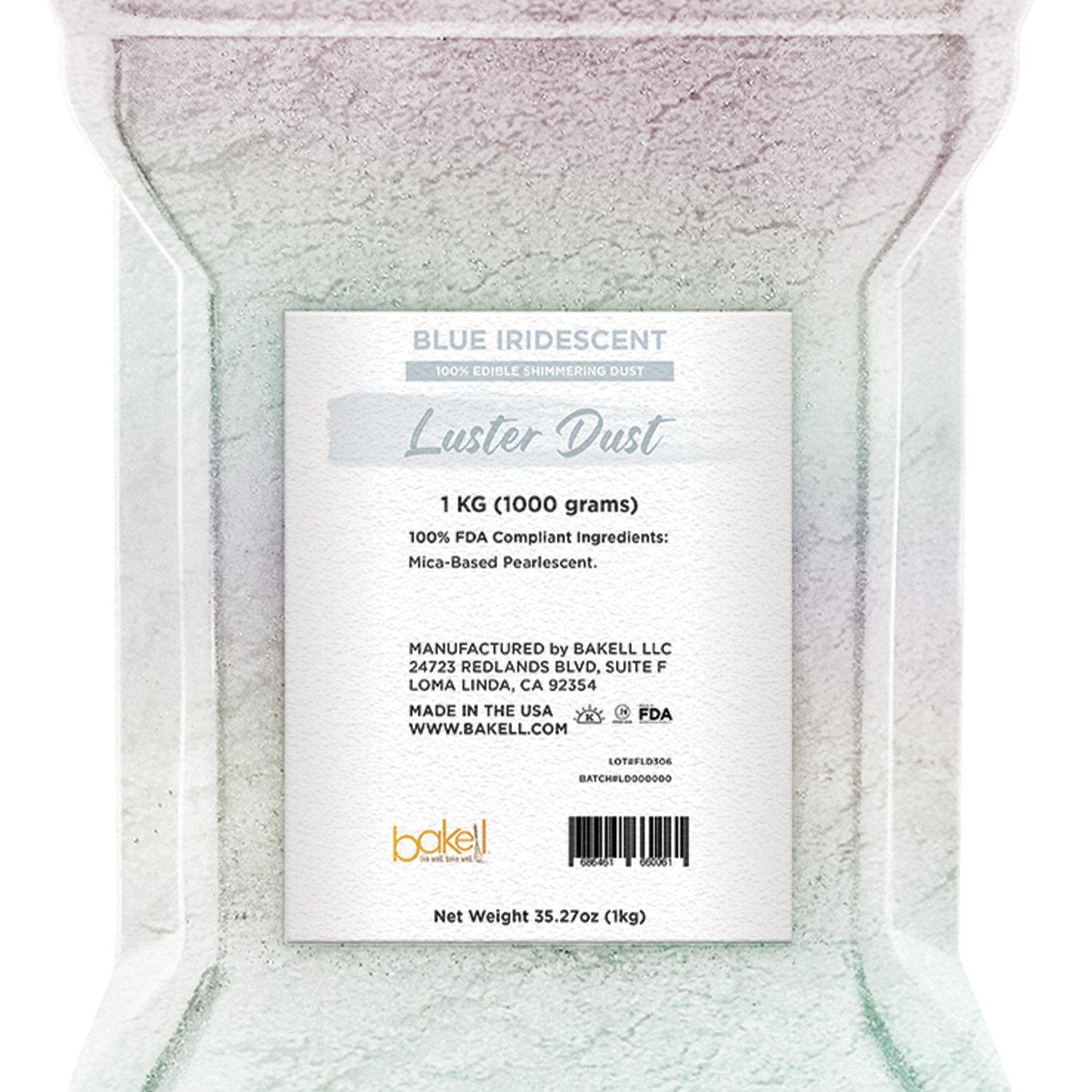 Premium Blue Iridescent Luster Dust for Cake Decorating - Edible Food Grade Glitter Powder - Bulk Size for Baking, Candy Making & DIY Crafts