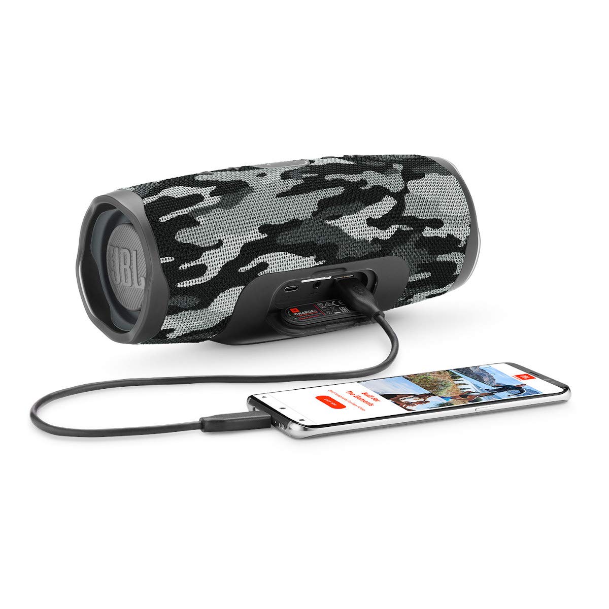 JBL Charge 4 Waterproof Portable Bluetooth Speaker - Wireless Outdoor Speaker with 20-Hour Playtime, IPX7 Rating (Black/White Camo) - Perfect for Beach, Pool, Camping & Parties