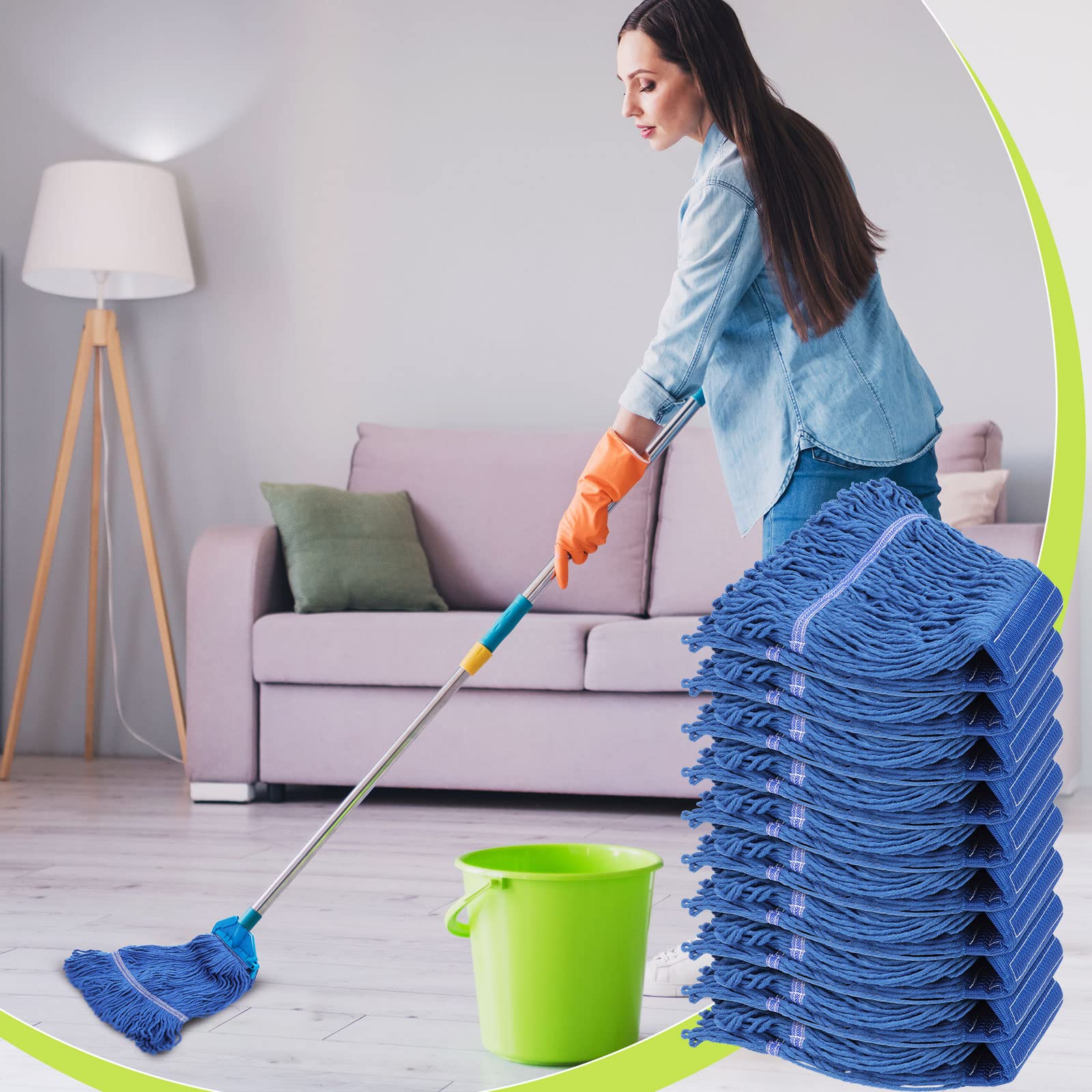 20-Pack Heavy Duty Commercial Mop Heads - Bulk Replacement Refills for Floor Cleaning | Durable Wet Mops for Home, Office & Industrial Use | Ideal for Hospitals, Schools & Janitorial Services