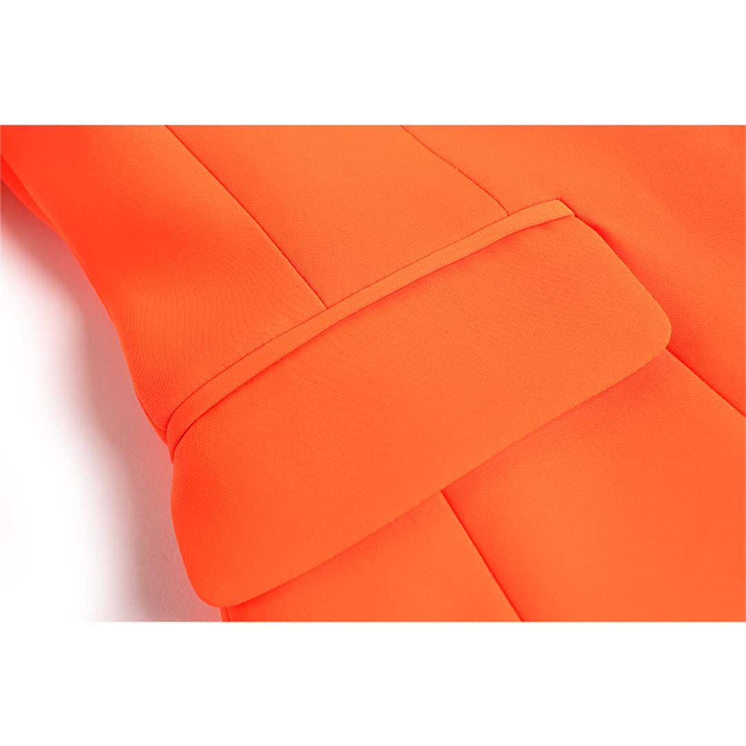 Stylish Euramerican Designer Bright Candy Orange Blazer with Fluorescent Buttons - Perfect for Parties, Nightlife & Fashion Events