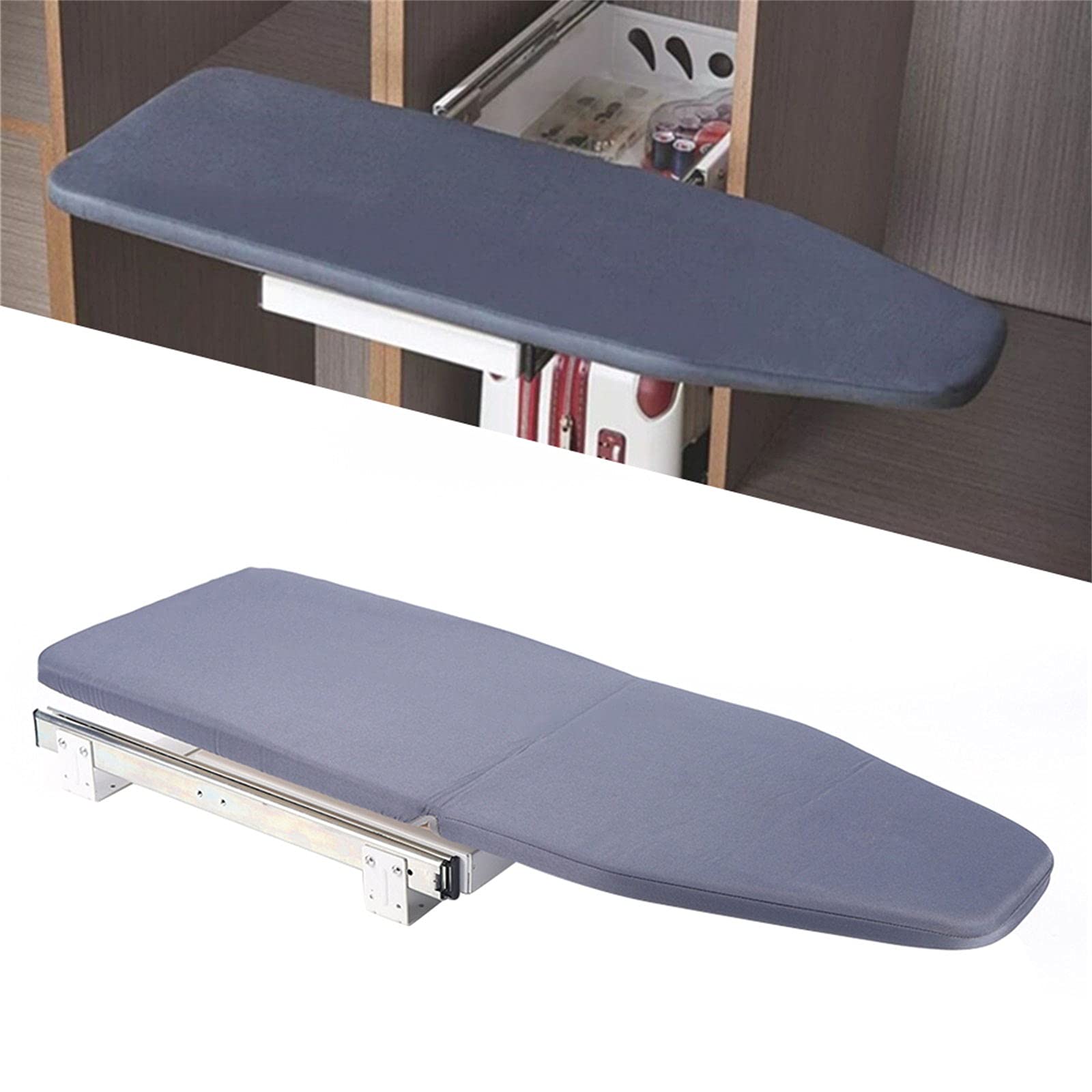 Wall Mounted Retractable Ironing Board - Space Saving Foldable Pull-Out Design, Gray Cabinet Ironing Board for Wardrobe & Laundry Room - Perfect for Small Apartments & Closet Organization