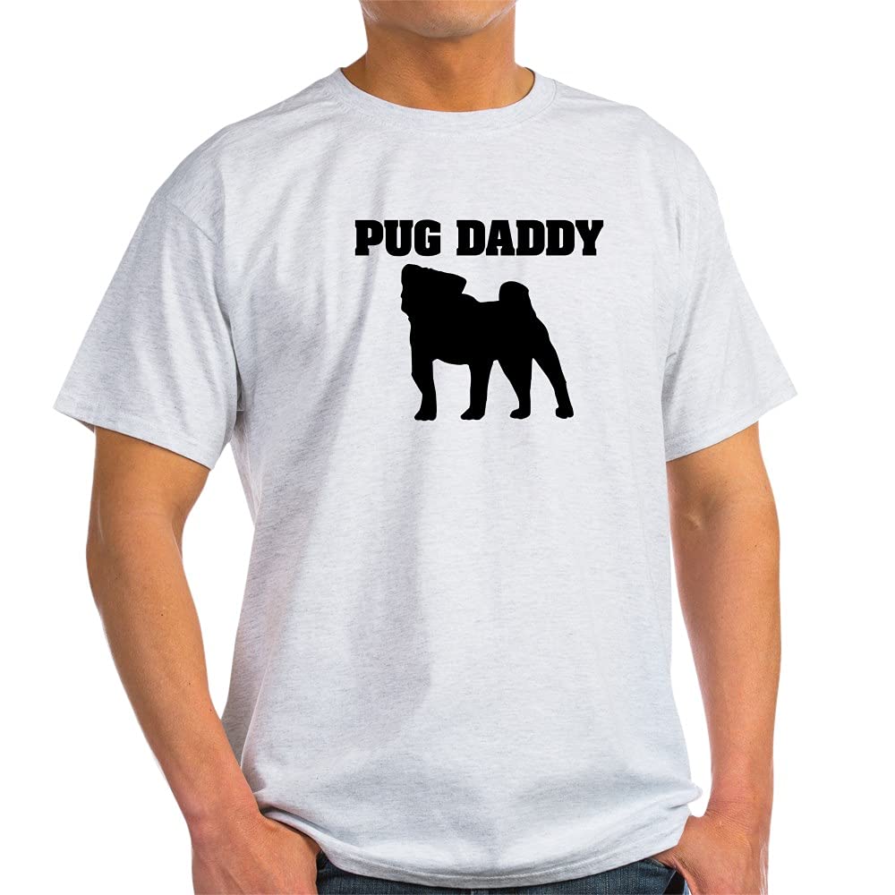 Pug Daddy Light T-Shirt - 100% Cotton Comfortable White T-Shirt for Men | Perfect for Casual Wear, Dog Lovers & Funny Gift Ideas
