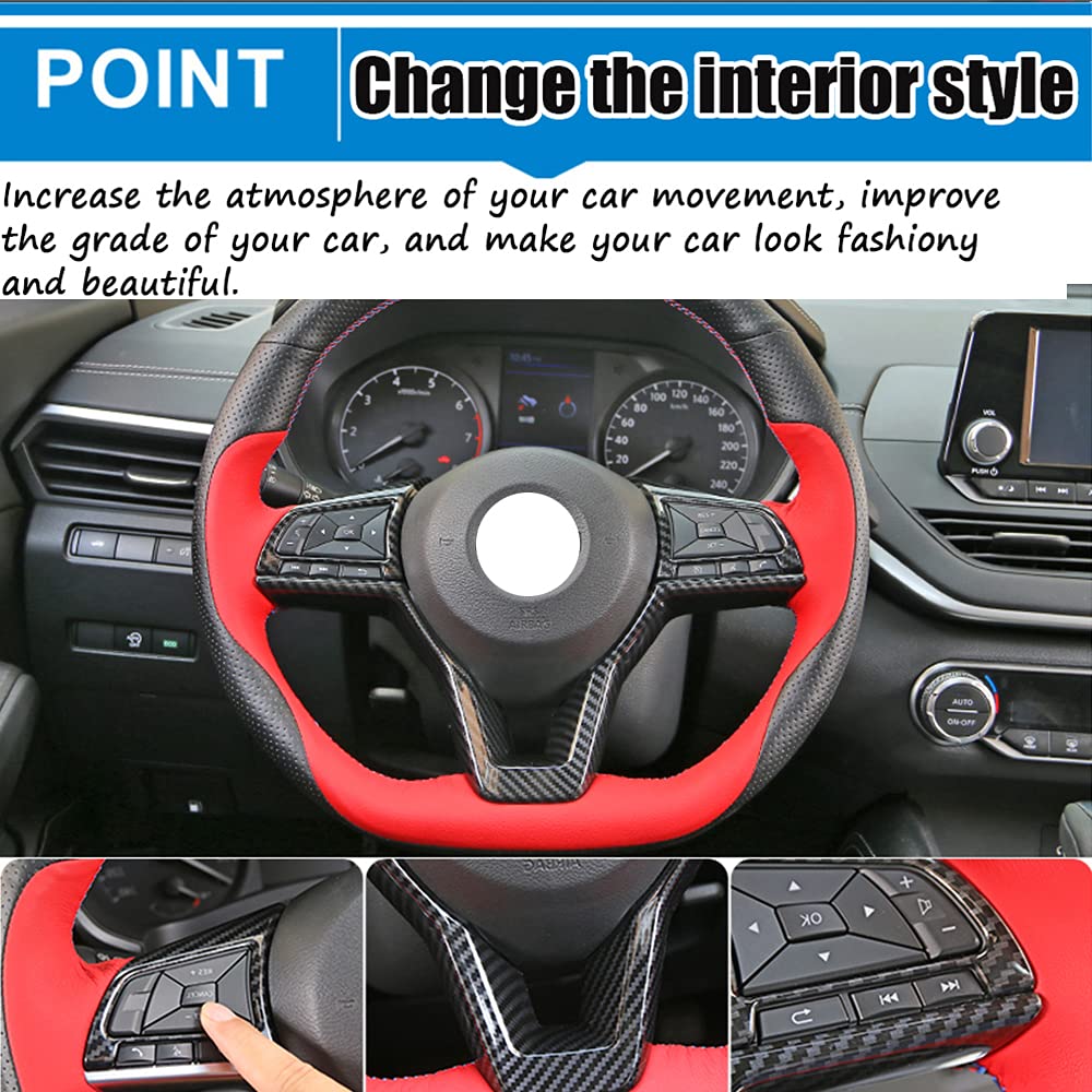 ABS Steering Wheel Cover 3Pcs Set - Carbon Fiber Style for Nissan Rogue/Altima (2018-2020) - Interior Upgrade