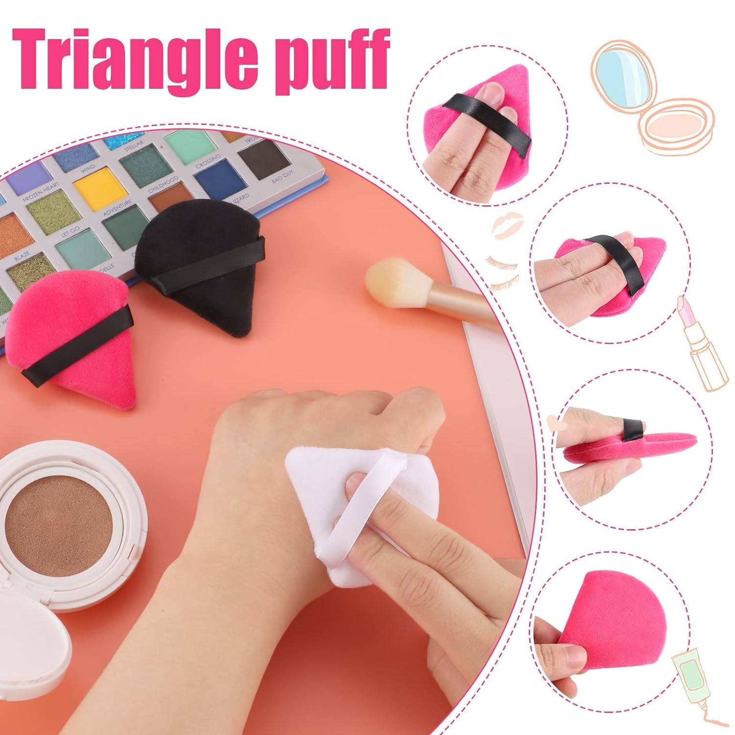 6-Piece Soft Triangle Powder Puffs - Premium Makeup Sponges for Loose Powder, Foundation & Body Cosmetics | Beauty Blender Tools in Multicolor | Perfect for Professional Makeup Application & Travel Touch-Ups