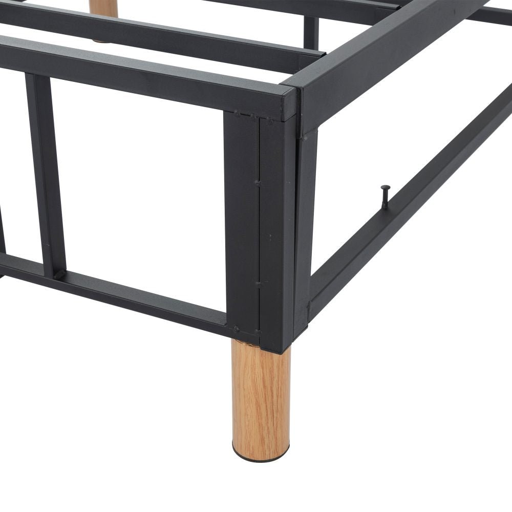 Alex Double Metal Bed Frame with Sturdy Support - Light Grey Finish for Modern Bedrooms | Perfect for Guest Rooms, Dorms & Small Spaces