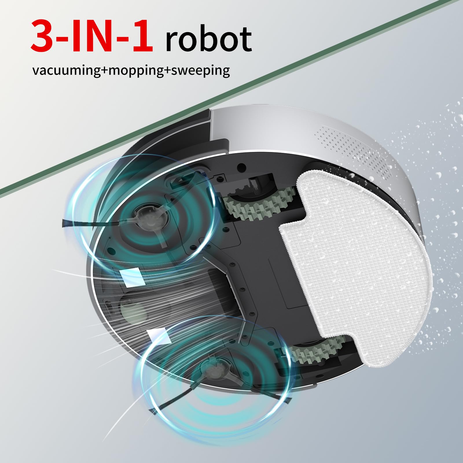 Smart Robot Vacuum and Mop Combo - 2500Pa Strong Suction, WiFi/Alexa/App Control, Self-Charging, Ultra-Quiet for Carpets & Hard Floors - Perfect for Pet Hair Cleaning & Home Maintenance (Ideal for Living Rooms, Bedrooms & Pet Areas)