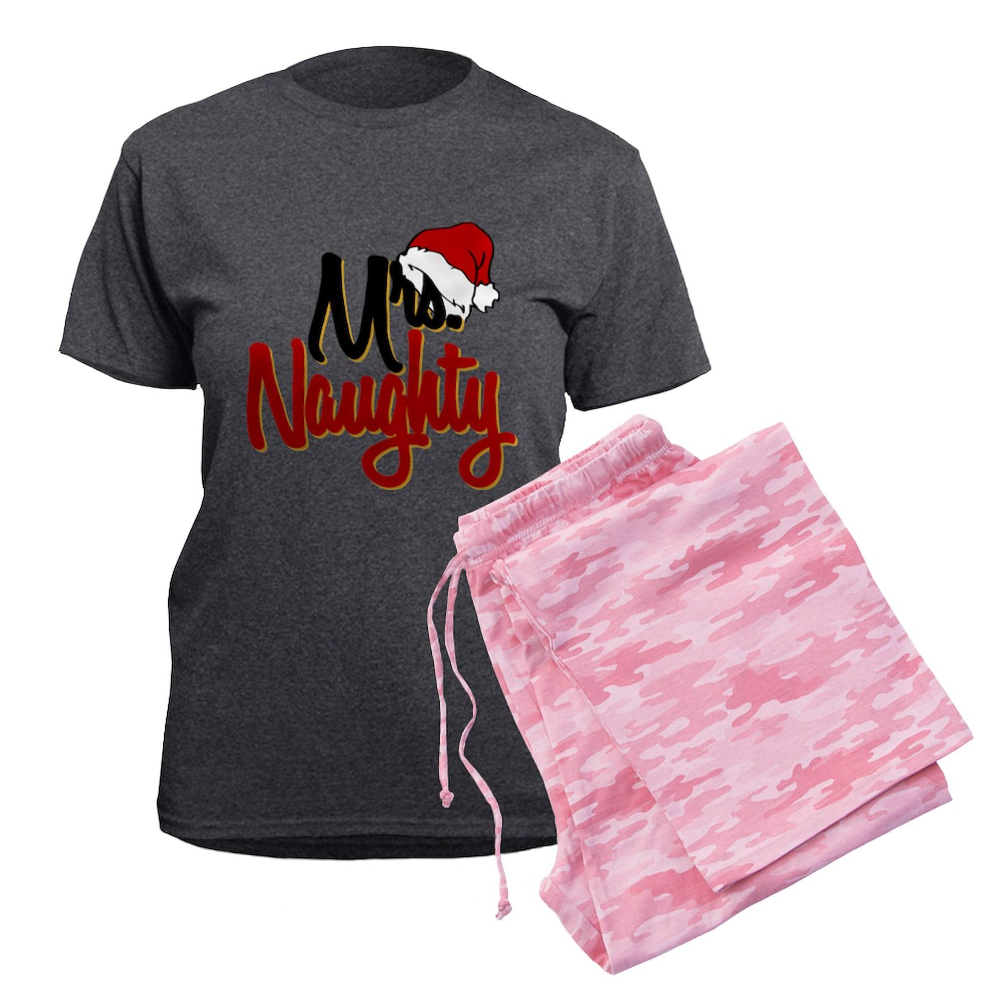 Mrs Naughty Women's Charcoal Christmas Pajama Set - Funny Holiday Sleepwear for Women - Perfect for Christmas Parties & Cozy Winter Nights