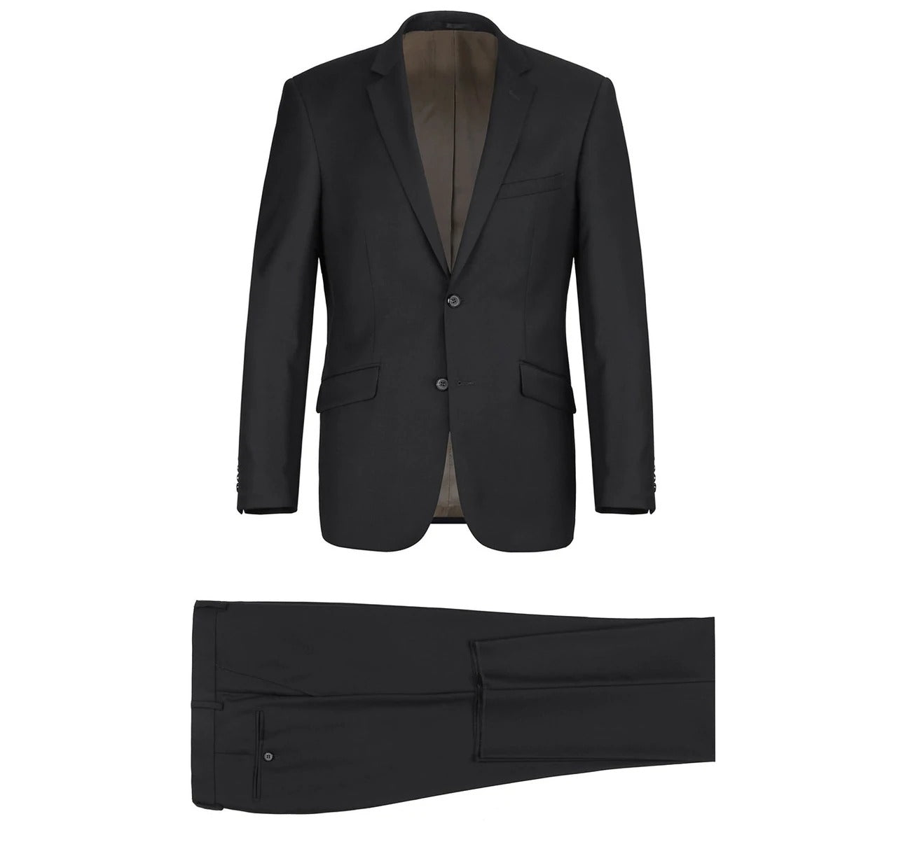 Alessandro Vitello by Renoir Black 2-Piece Classic Fit Notch Lapel Wool Suit for Men - Perfect for Business Meetings, Weddings & Formal Events