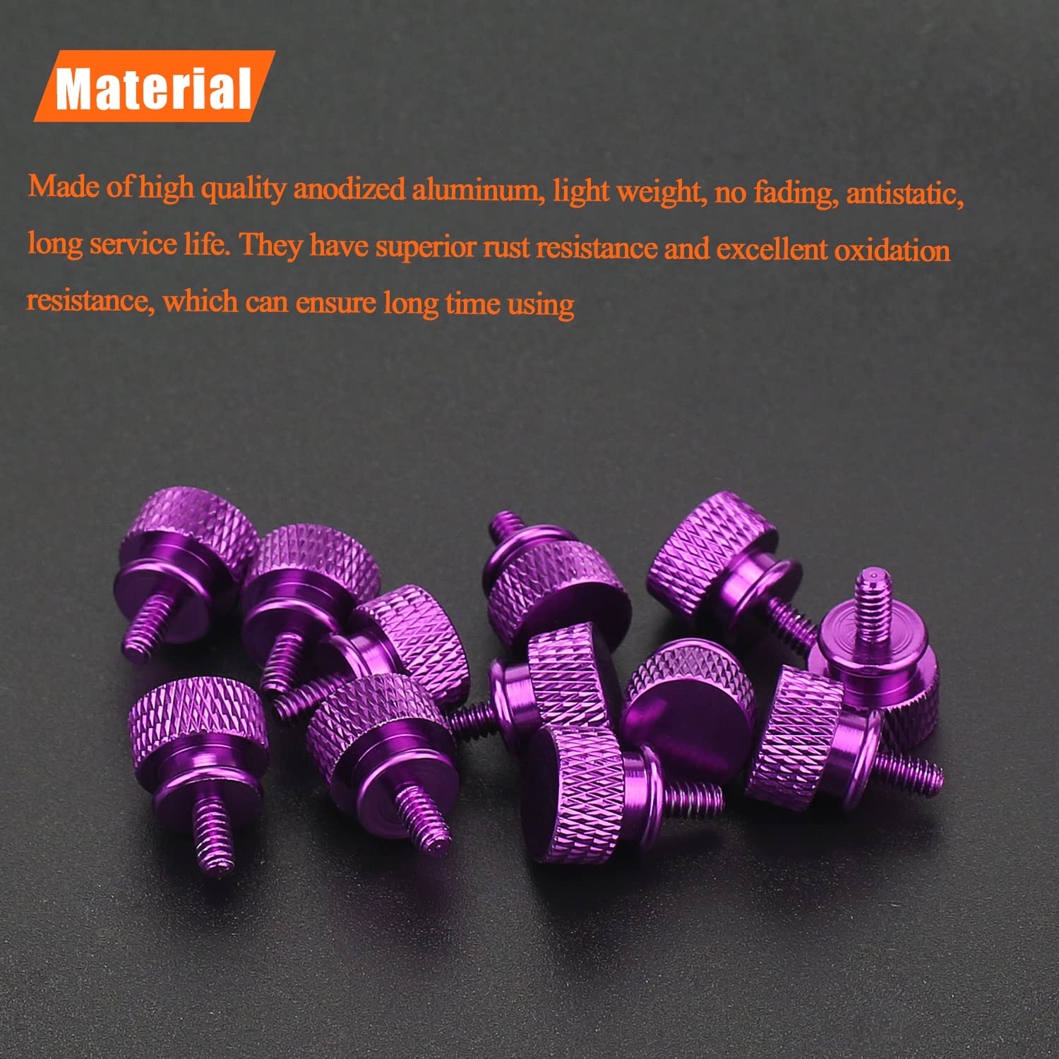 20-Pack Purple Anodized Aluminum 6-32 Thread Thumb Screws for PC Case, Cover, Power Supply & Hard Drives - Durable Computer Hardware Accessories for Easy Assembly & Maintenance