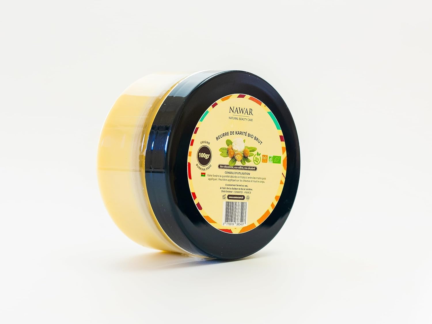 Organic Raw Shea Butter from Burkina Faso - Unrefined, Unbleached, Undeodorized 100g - Rich & Melting Texture for Skin & Hair Care, DIY Beauty Recipes
