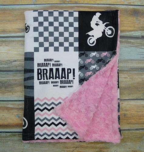 Motocross Baby Blanket - Soft Minky Dirt Bike Design for Boys & Girls - Motorcycle Themed Nursery Decor & Crib Bedding - Perfect for Newborn Gifts & Cozy Nap Time
