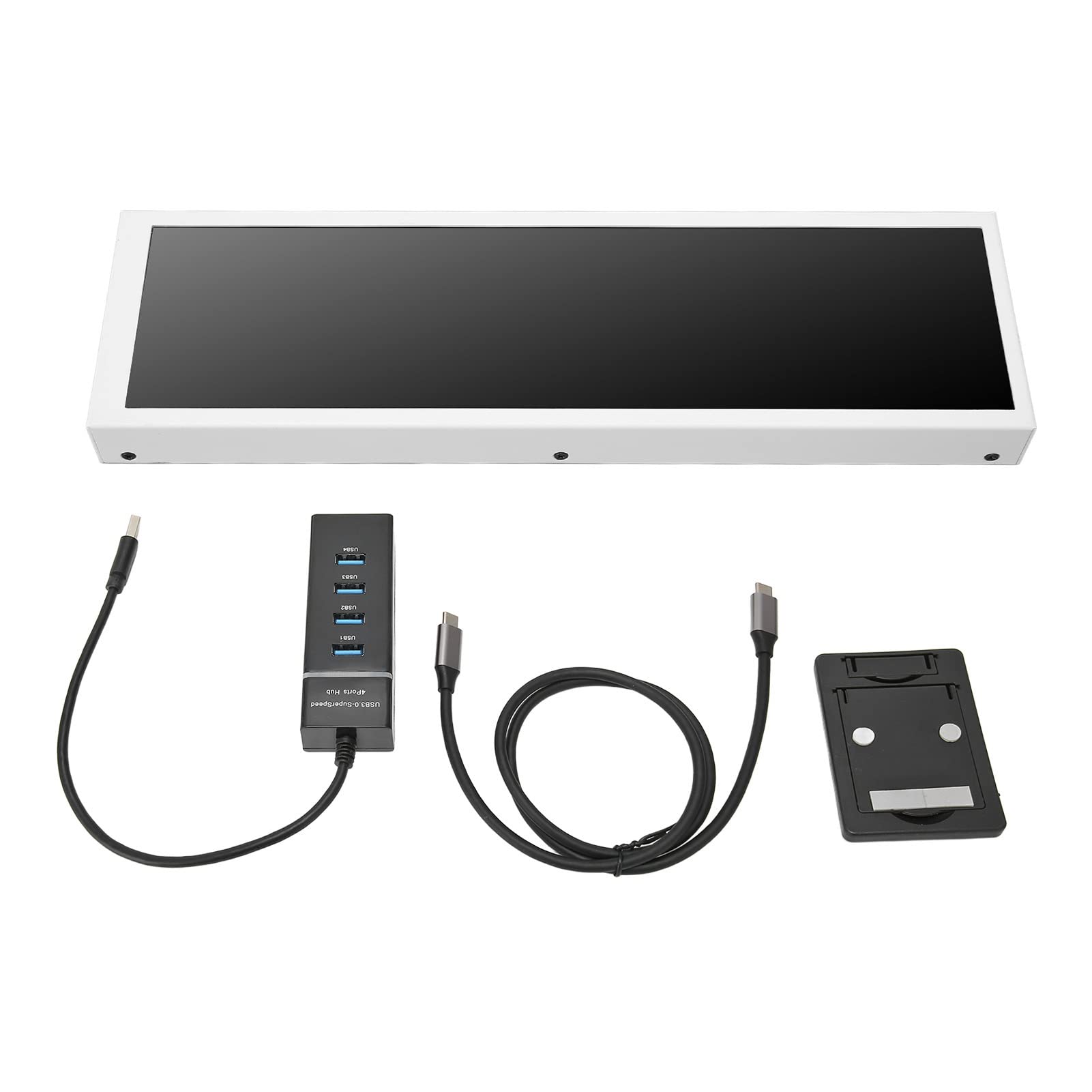 8.8 Inch Laptop CPU Temperature Monitor Case - Secondary Screen Metal Chassis for Notebook Computers (White) | Perfect for Gaming, Streaming & Office Use