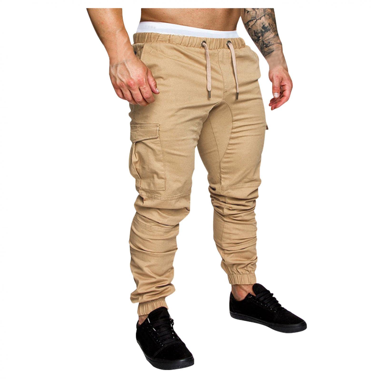 WOCACHI Men's Camouflage Cargo Jogger Pants - Slim Fit Sweatpants with Elastic Waist, Zip Pockets & Drawstring for Running, Workout & Casual Wear | Military Style Skinny Sports Trousers