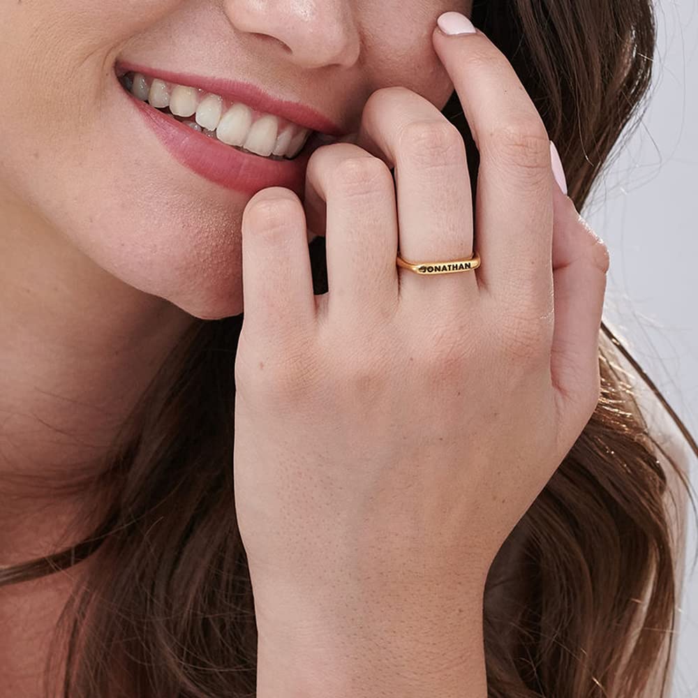Personalized Name Rings for Women - 10K 14K 18K Gold Plain Wedding Bands, Anniversary & Promise Rings | Perfect for Engagements, Weddings, Gifts & Special Occasions