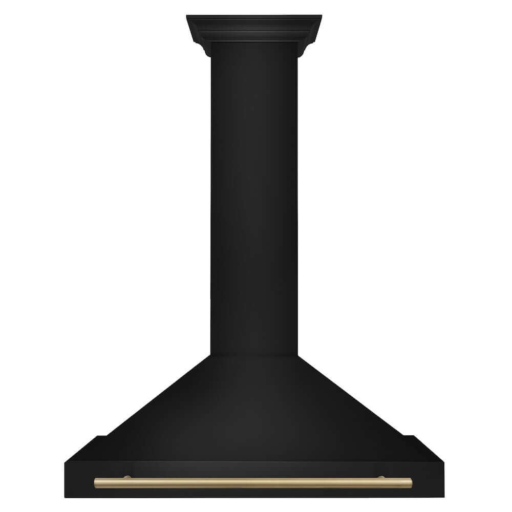 ZLINE Autograph Edition 36 Inch Black Stainless Steel Wall Mount Range Hood with Accent Handle (BSKB4Z 36) - Professional Kitchen Ventilation for Modern Homes & Restaurants