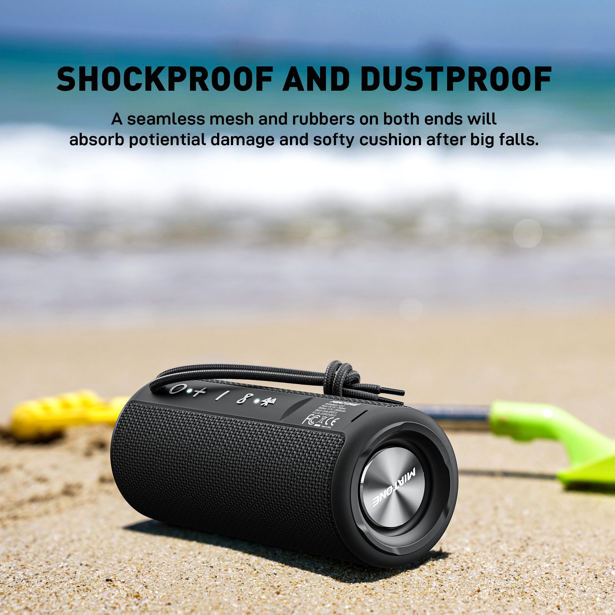 MIATONE Boombox Outdoor Portable Bluetooth Speaker - Waterproof Wireless Speaker with Loud Bass, 20H Playtime, IPX7 Rating - Perfect for Beach, Pool, Camping & Outdoor Parties (Black)