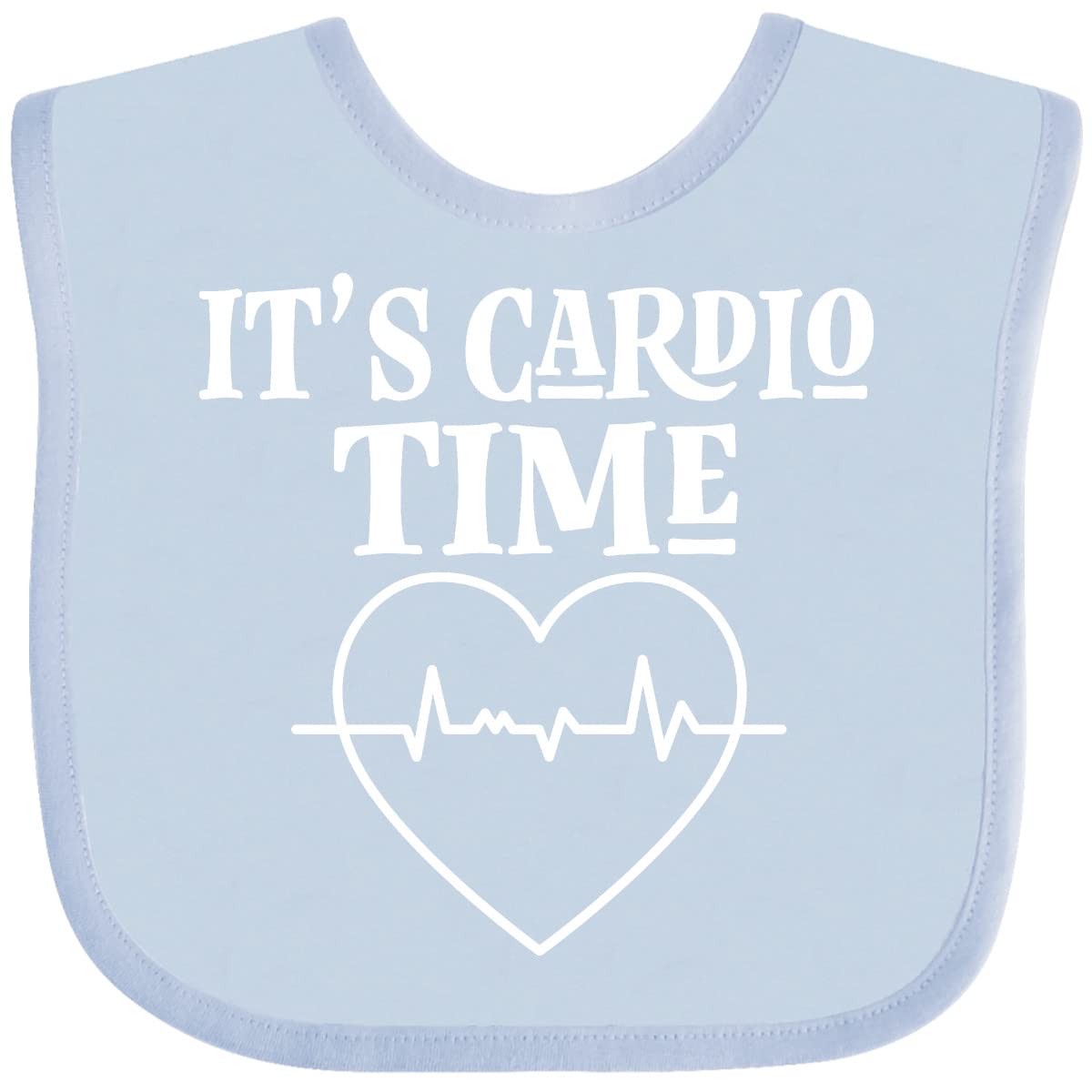 Inktastic Heart Health Cardio Time Fitness Baby Bib - Soft Cotton Infant Feeding Bib for Toddlers, Perfect for Mealtime, Daycare, and Playtime Messes