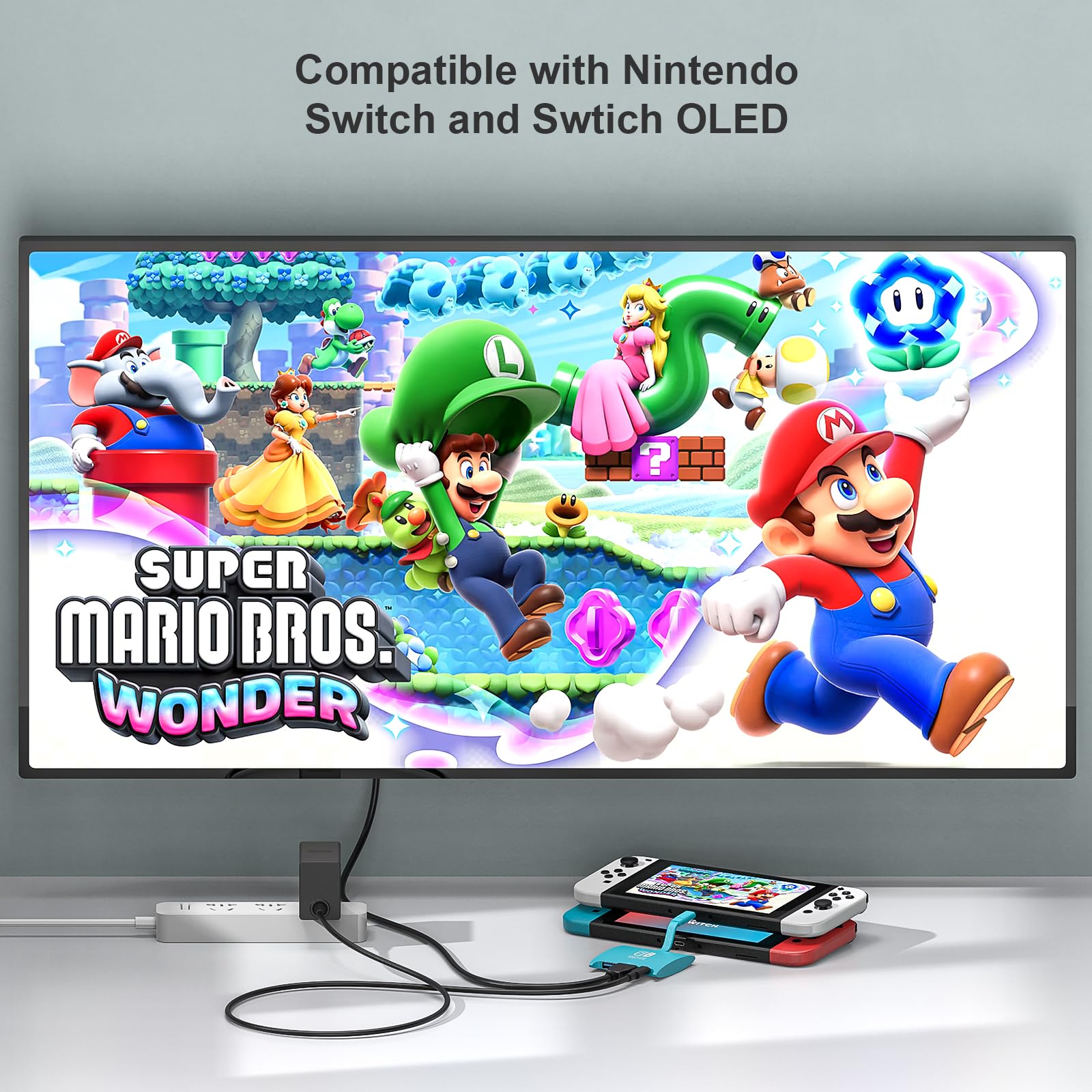 Nintendo Switch/OLED Dock Adapter - Portable TV Charging Station with HDMI & USB 3.0 Ports, 100W Fast Charging, USB-C to HDMI Mini Travel Dock for Switch, MacBook, Samsung Devices (Blue) - Perfect for Gaming, Travel & Home Entertainment