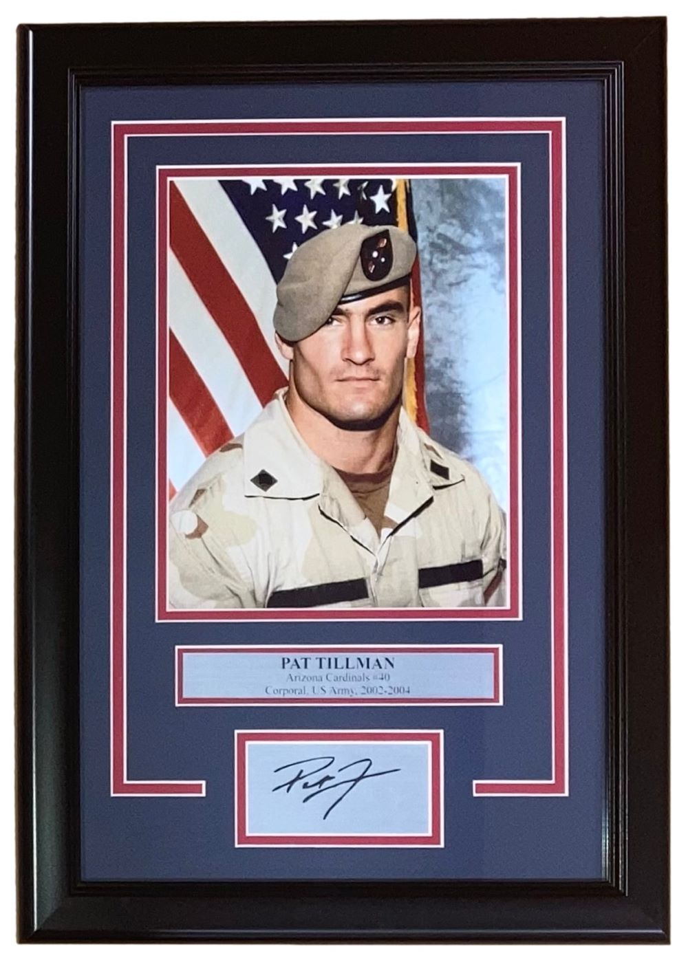Pat Tillman Framed 8x10 US Army Photo with Laser Engraved Signature - Military Memorabilia for Home Office Decor & Veterans Gifts