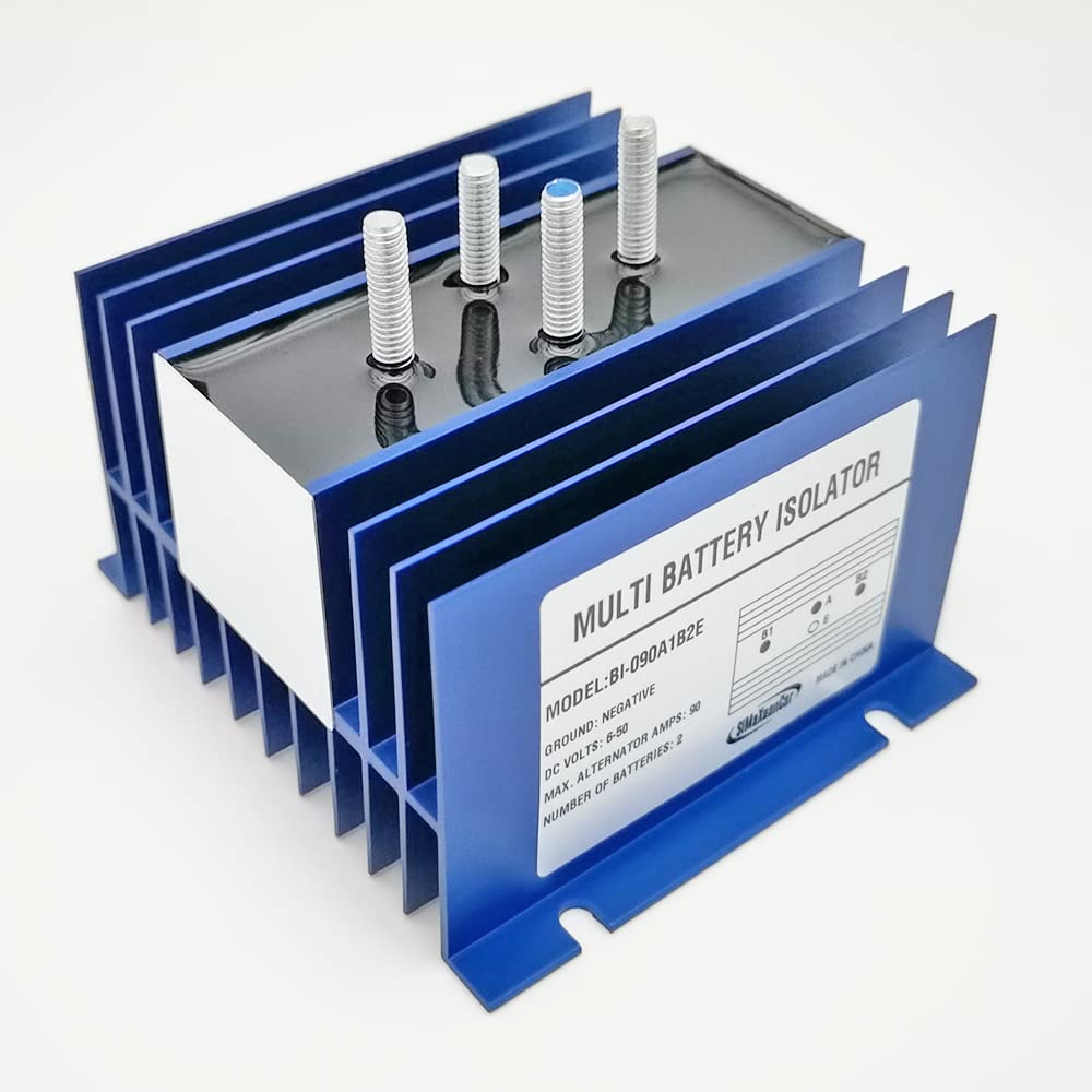 90A DC-DC Battery Isolator Charger 6-50V for Car, Boat, RV, UTV - Multi-Battery Parallel Circuit Charging System - Perfect for Off-Grid Power & Vehicle Electrical Systems
