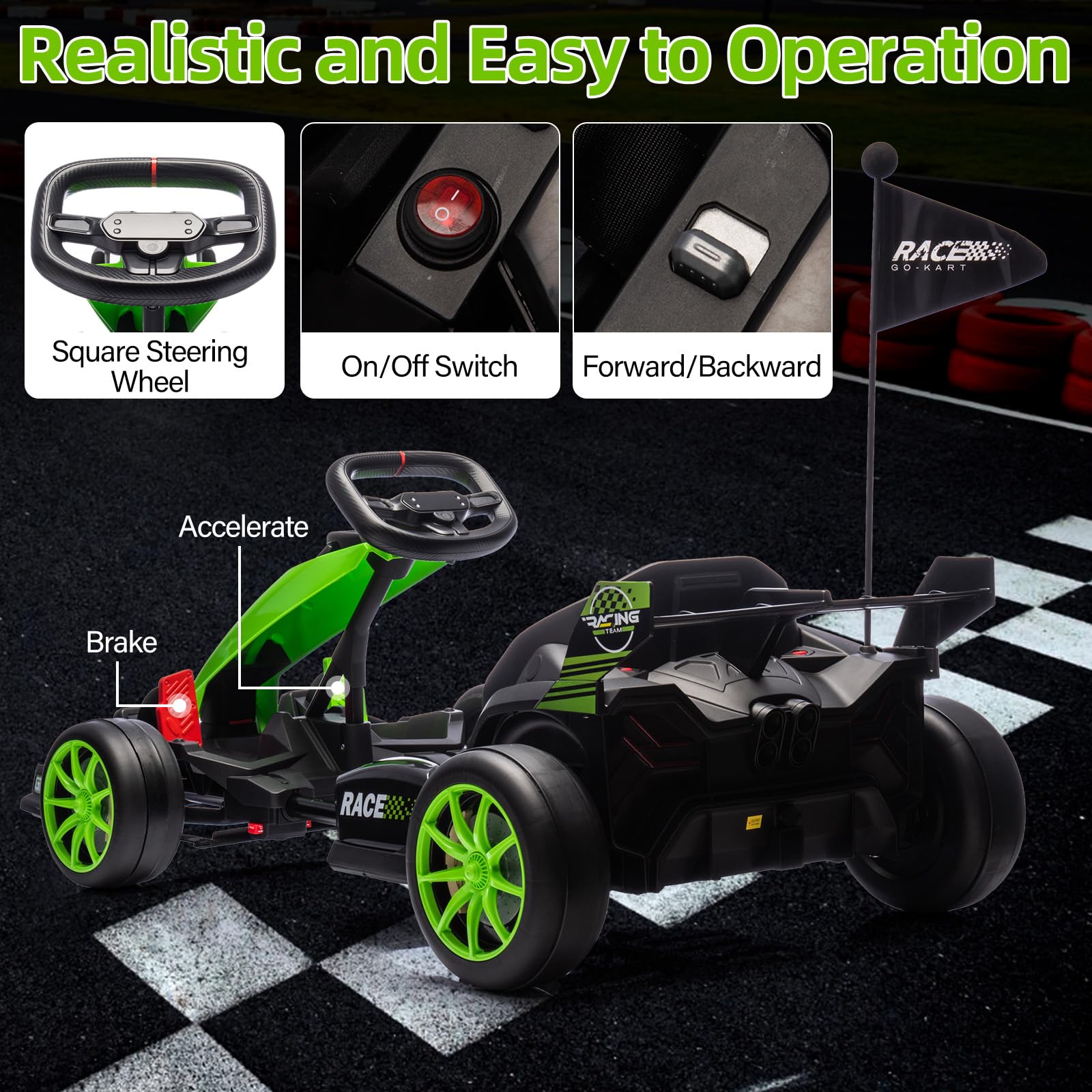 24V Kids Electric Go Kart Toy for Ages 6-12 Years - High-Speed Ride-On Car for Outdoor Play and Backyard Fun