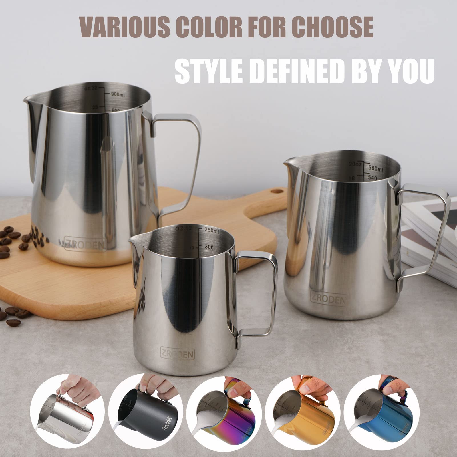 20oz Stainless Steel Milk Frothing Pitcher for Espresso & Cappuccino - Barista Tools with Latte Art Pen for Coffee Machine Accessories | Perfect for Home & Professional Use, Latte Art & Coffee Decorating