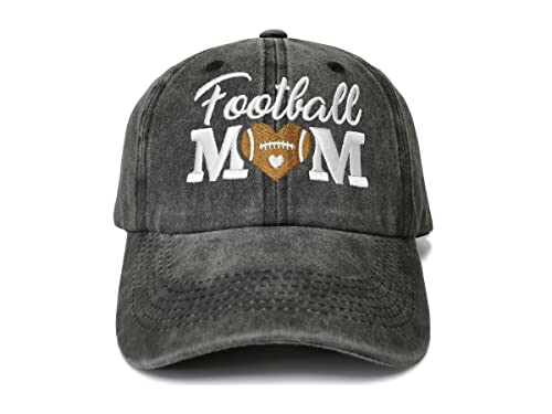 Football Mom Heart (Washed Black)