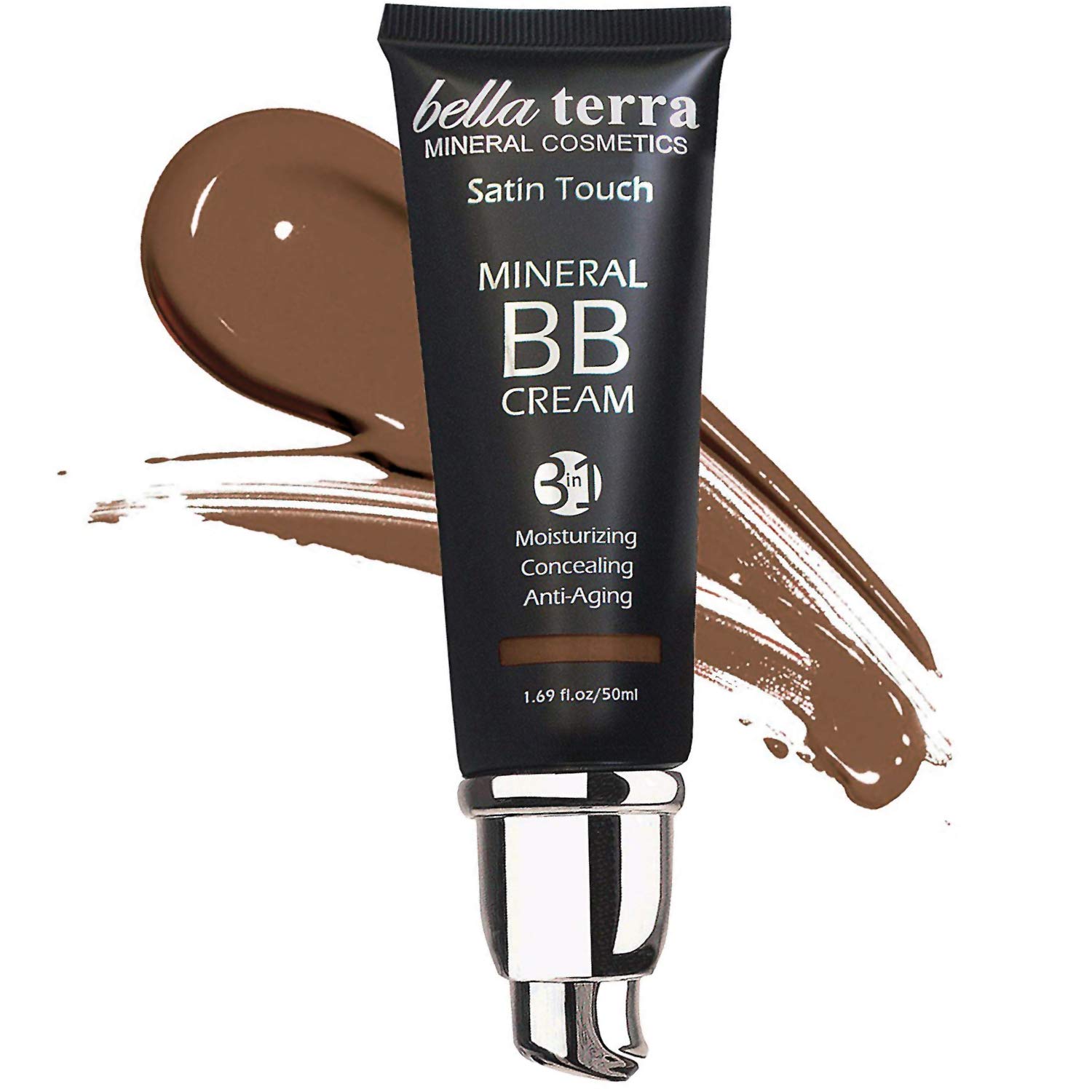 Bellaterra Cosmetics BB Cream - Tinted Moisturizer & Mineral Foundation with Buildable Coverage | Hypoallergenic, Oil-Free, Non-Comedogenic & Vegan Formula (1.69oz, Dark 108) for Flawless Daily Makeup & Natural Sun Protection