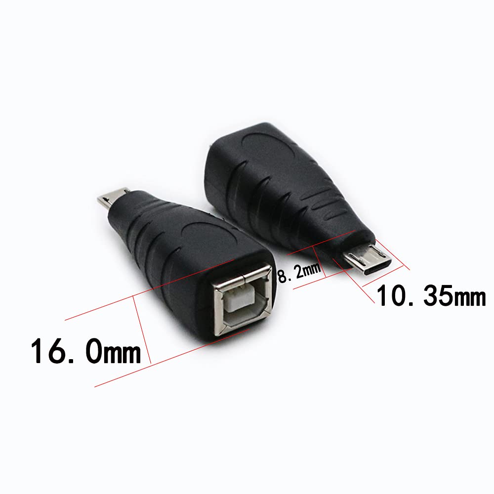 USB 2.0 Micro USB Male to USB B Female OTG Adapter (2 Pack) - High Speed Data Transfer Cable for Smartphones, Tablets & Printers - Perfect for Office, Home & Travel Use