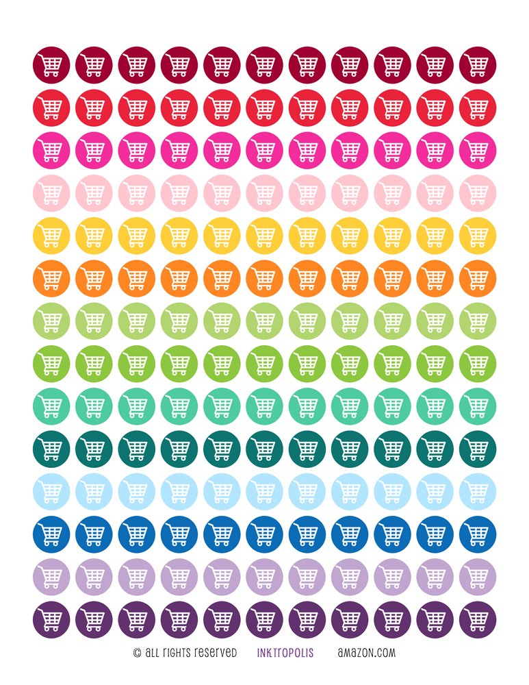 Monthly Planner Stickers - Shopping Cart Stickers & Planner Labels for Erin Condren Vertical Life Planner - Perfect for Organizing, Budgeting & Goal Tracking