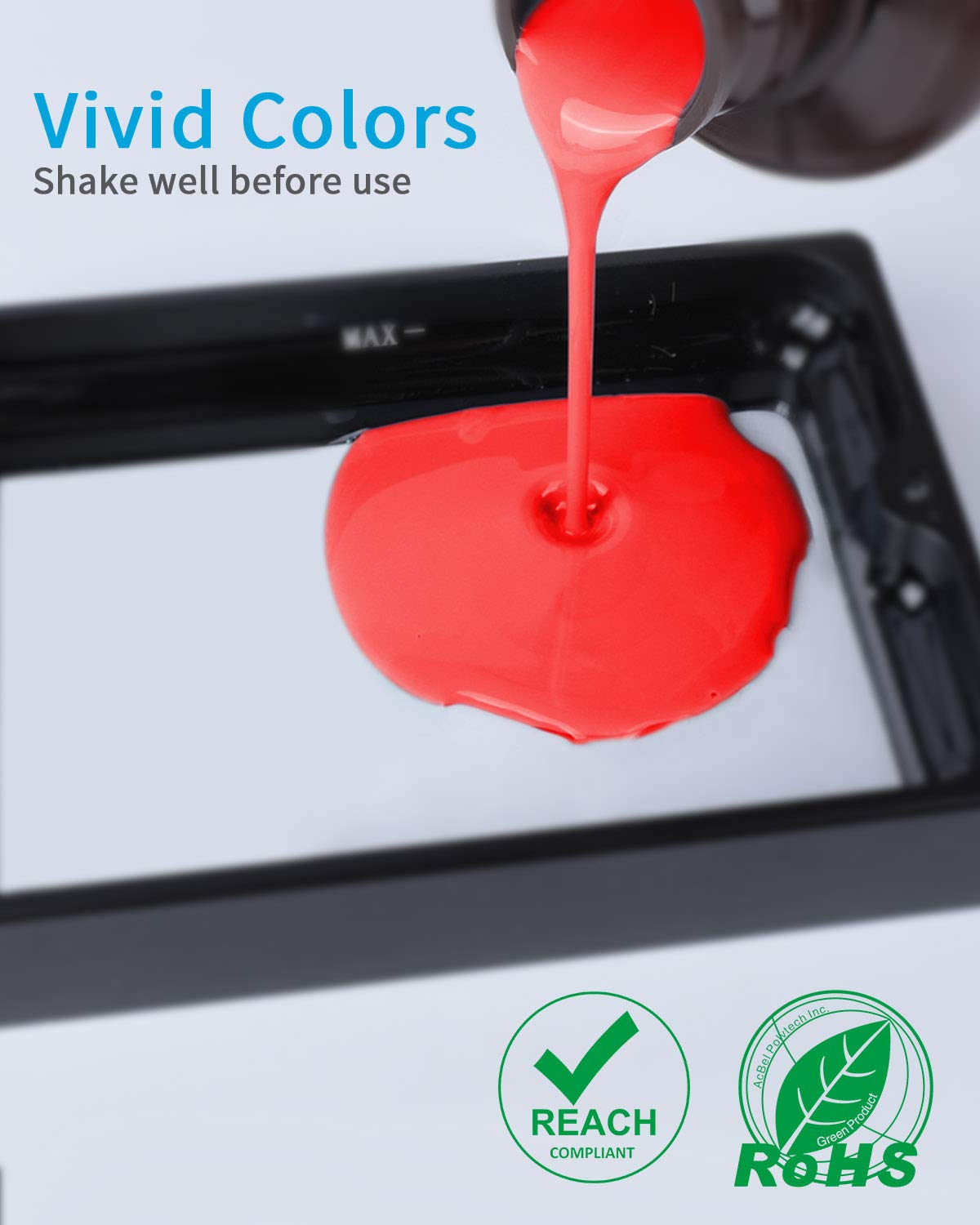 ELEGOO Standard 1kg Clear Red 3D Printer Resin - High Speed & Precision 405nm UV-Curing Resin for LCD 3D Printers - Perfect for Miniatures, Jewelry & Prototyping