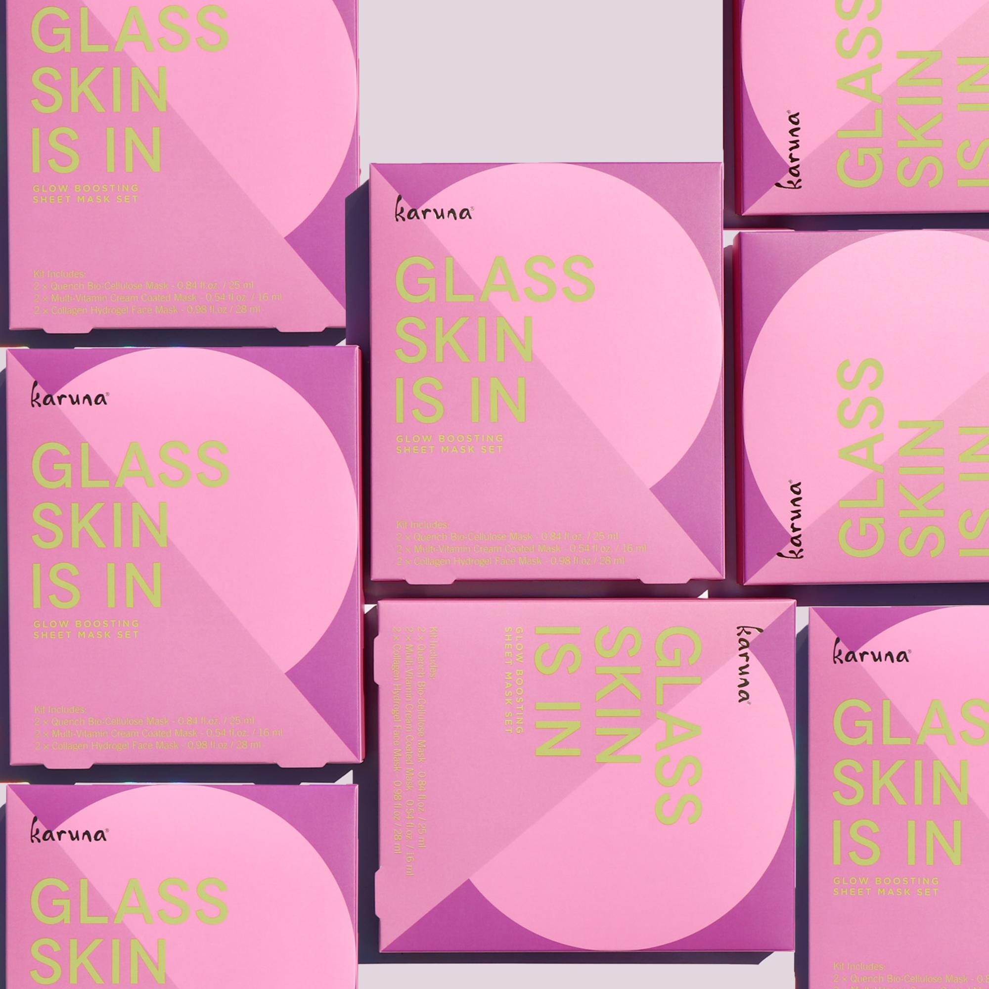 Karuna Glass Skin Glow Boosting Sheet Mask Set - Hydrating & Brightening Facial Treatment for Radiant Skin | Perfect for Spa Nights & Self-Care Routines