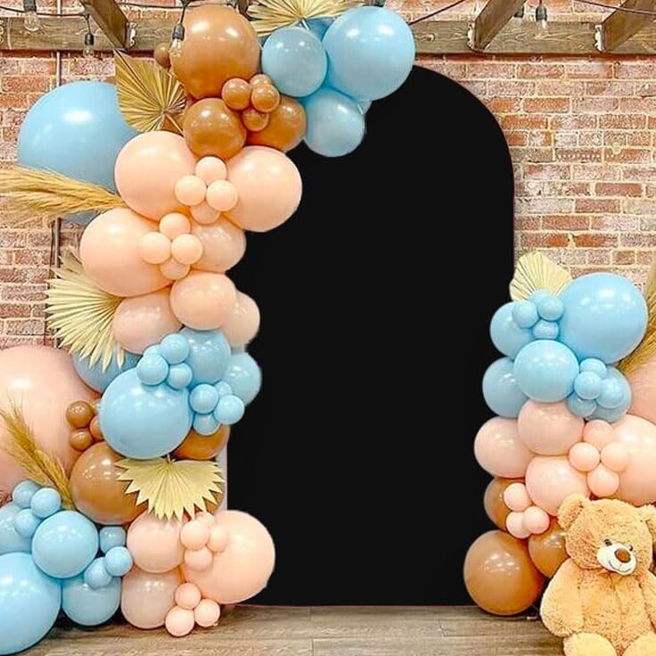 MODFUNS Black Wedding Arch Cover 2.1x5ft - Round Top Fabric Backdrop for Banquet Reception, Chiara Style - Perfect for Outdoor Ceremonies, Garden Weddings & Photo Shoots