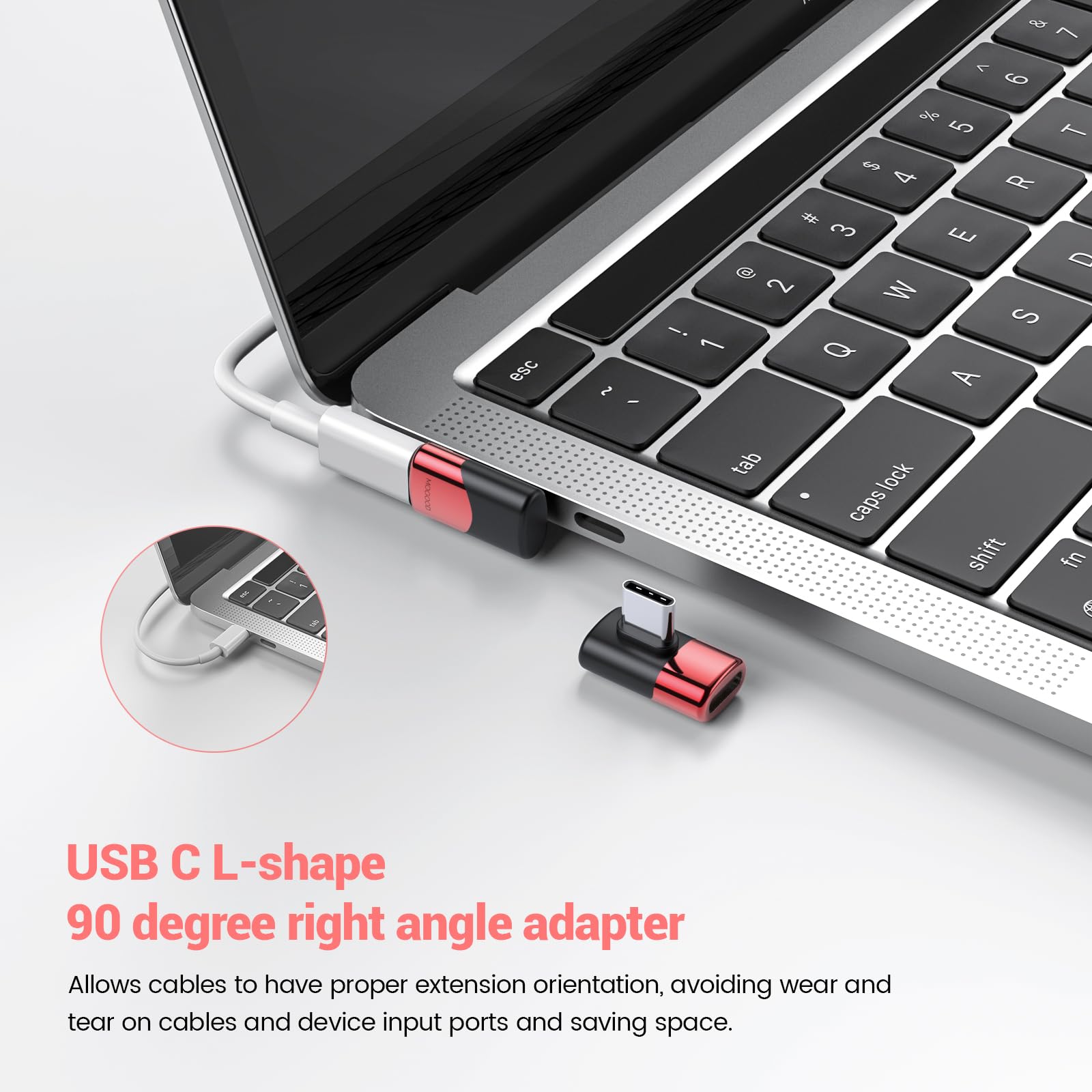 5-Pack MOGOOD Right Angle USB C Extender Adapter - 90 Degree USB Type C Thunderbolt 3/4 Extension for MacBook Pro, iPad Pro, Steam Deck, Nintendo Switch, Tablets & Phones - Perfect for Gaming, Charging & Data Transfer
