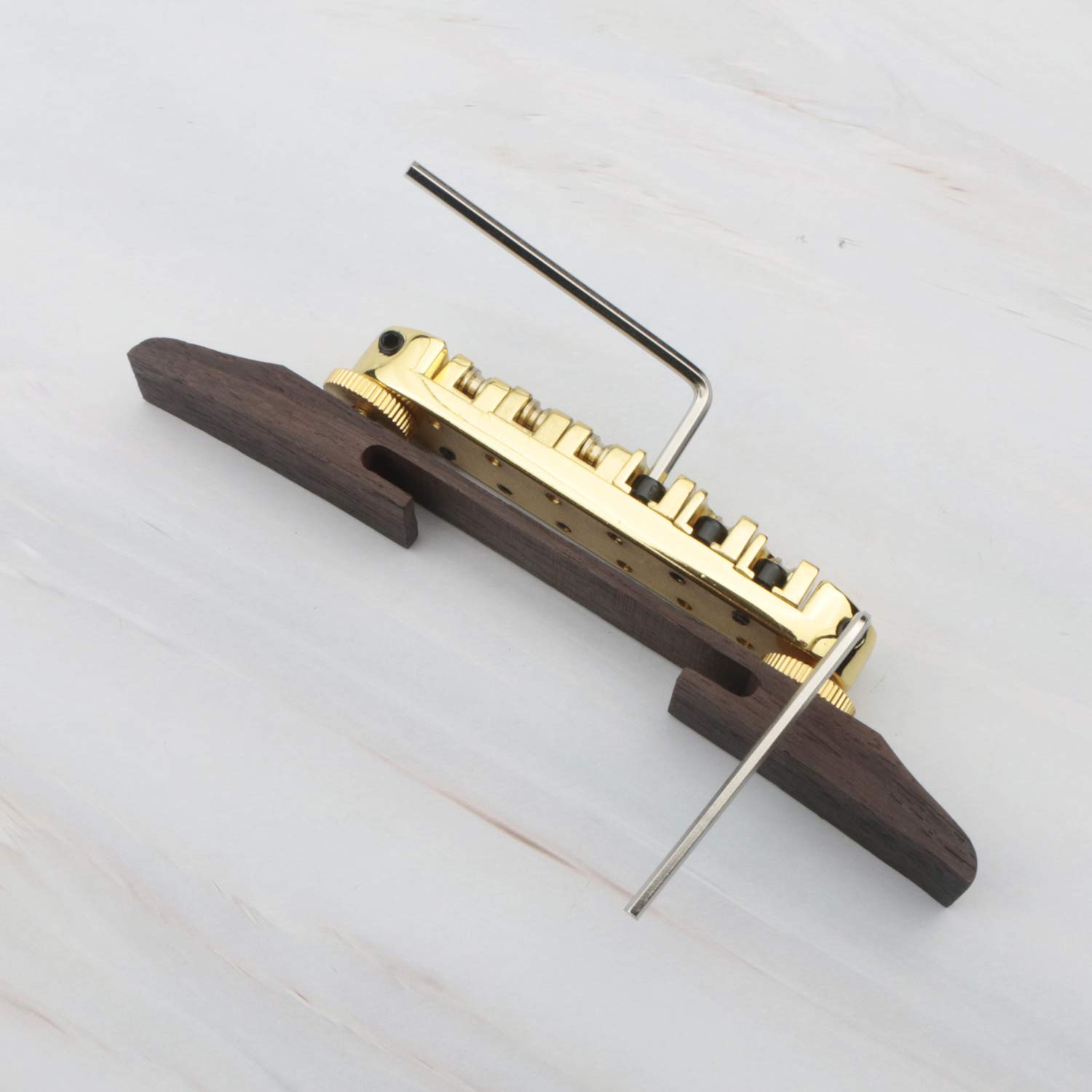 Golden Electric Guitar Bridge Roller Saddles - Rosewood Replacement Bridge for Fender Stratocaster & Telecaster - Perfect for Guitar Upgrades, Repairs & Smooth String Action Adjustment