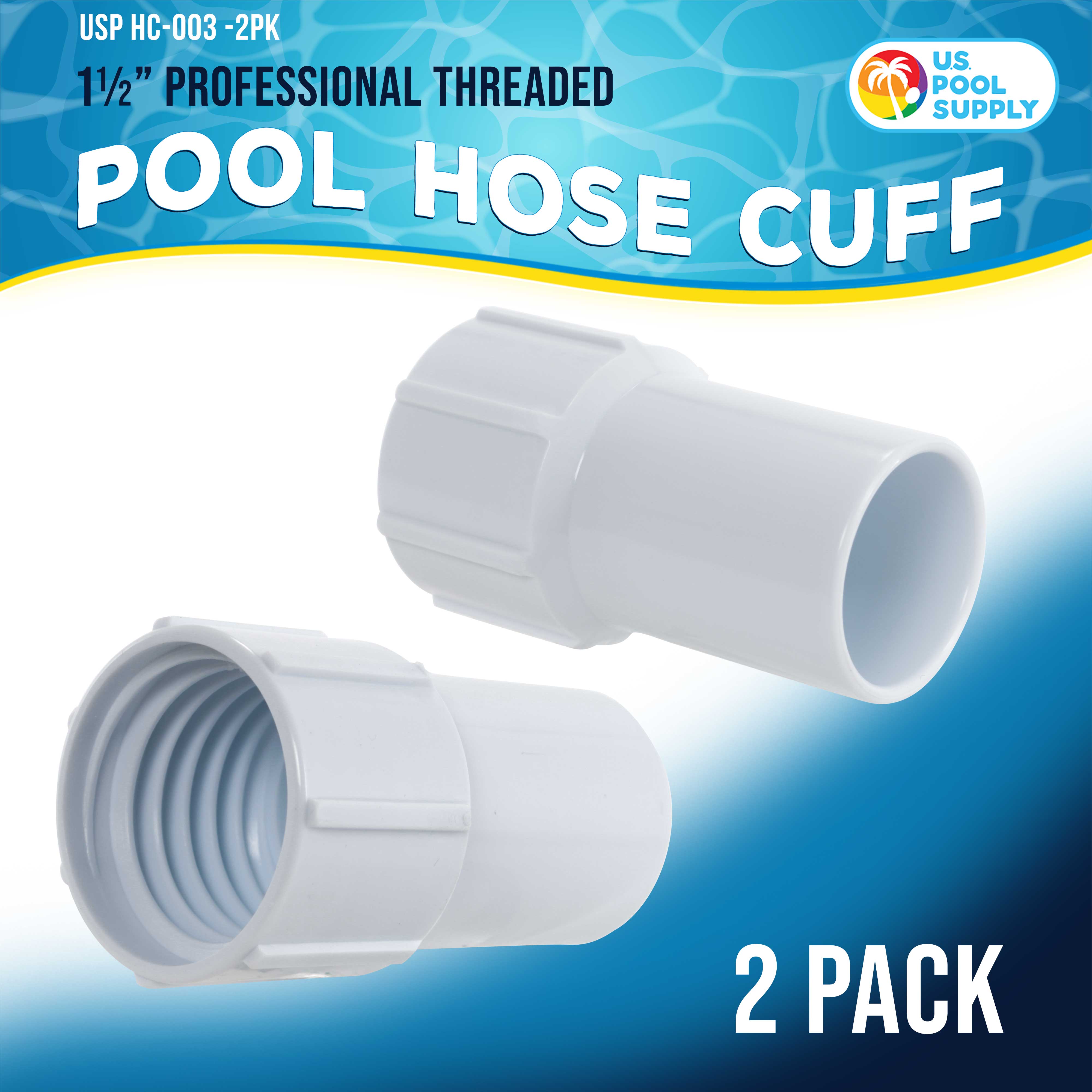 1-1/2 Inch Pool Hose Cuff Replacement - 2 Pack Spiral Wound Vacuum Hose Threaded Connector for Swimming Pool Maintenance | Repair & Secure Pool Cleaner Hose Ends | Perfect for In-Ground & Above Ground Pools
