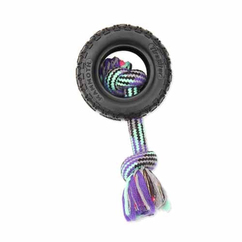 **Mammoth TireBiter II with Rope - Durable Chew Toy for Aggressive Chewers - Perfect for Large Dogs, Playtime & Training**