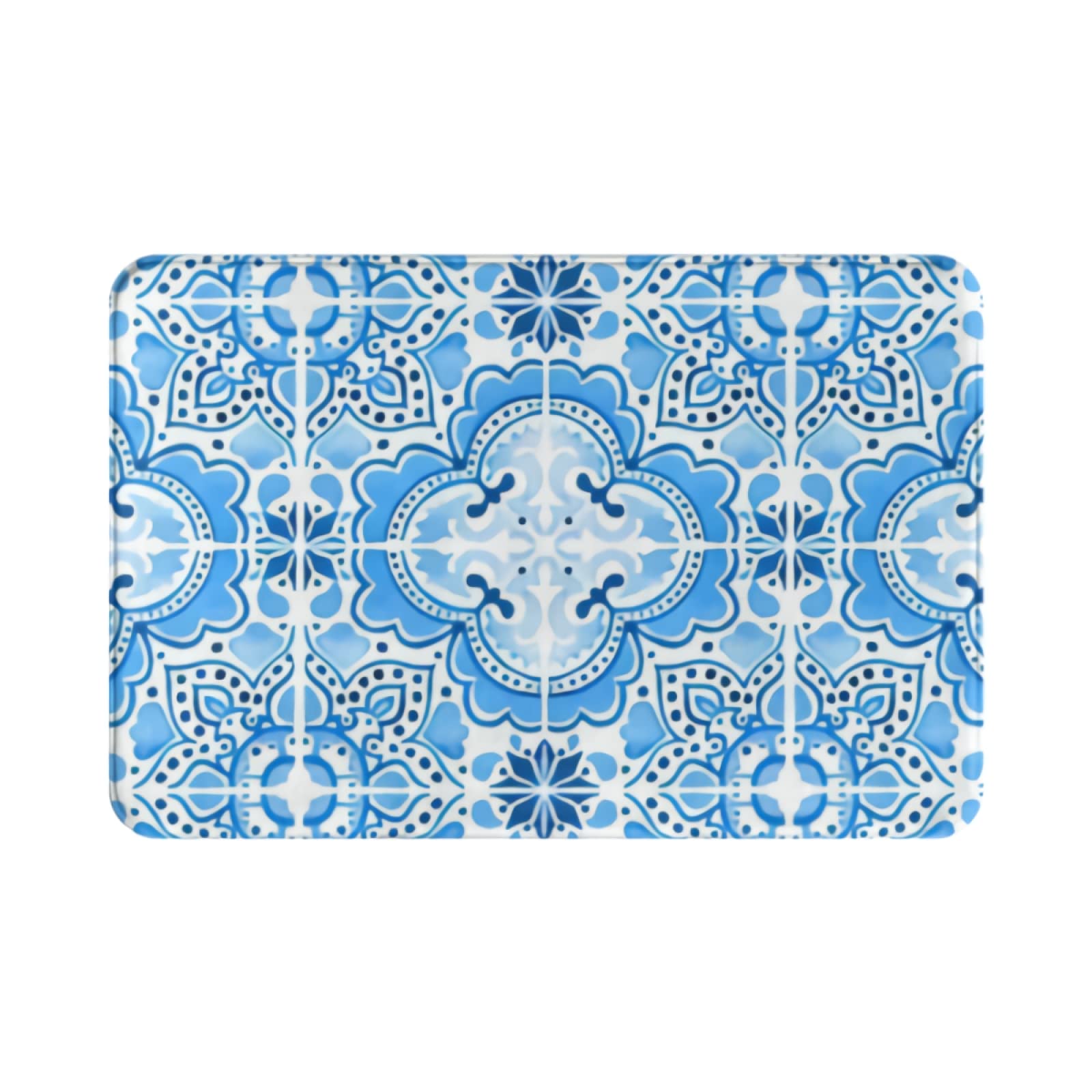 Non-Slip Watercolor Blue Floral Bath Mat Set - Boho Bohemian Flowers Washable Flannel Rug for Bathroom, Bedroom, Kitchen & Entryway (15.7x26.3 in) - Perfect for Indoor Decor, Guest Rooms & Cozy Home Accents