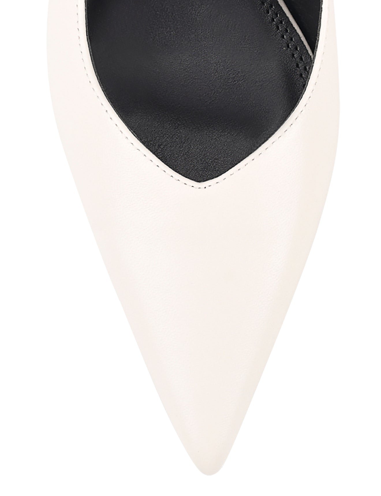 Yory Slingback Kitten Heels - Women's White Leather Low Heel Sandals for Work, Office & Special Occasions
