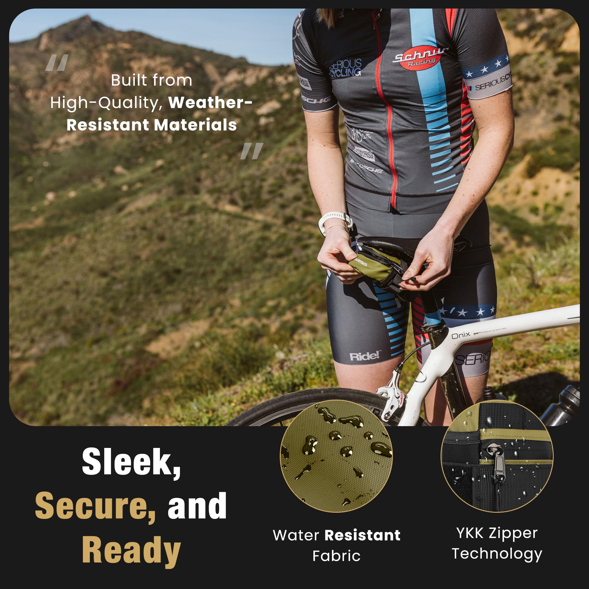 Lumiere & Co. Waterproof Bike Saddle Bag - Compact Under Seat Bicycle Storage for Road & Mountain Bikes - Perfect for Cycling, Commuting & Outdoor Adventures