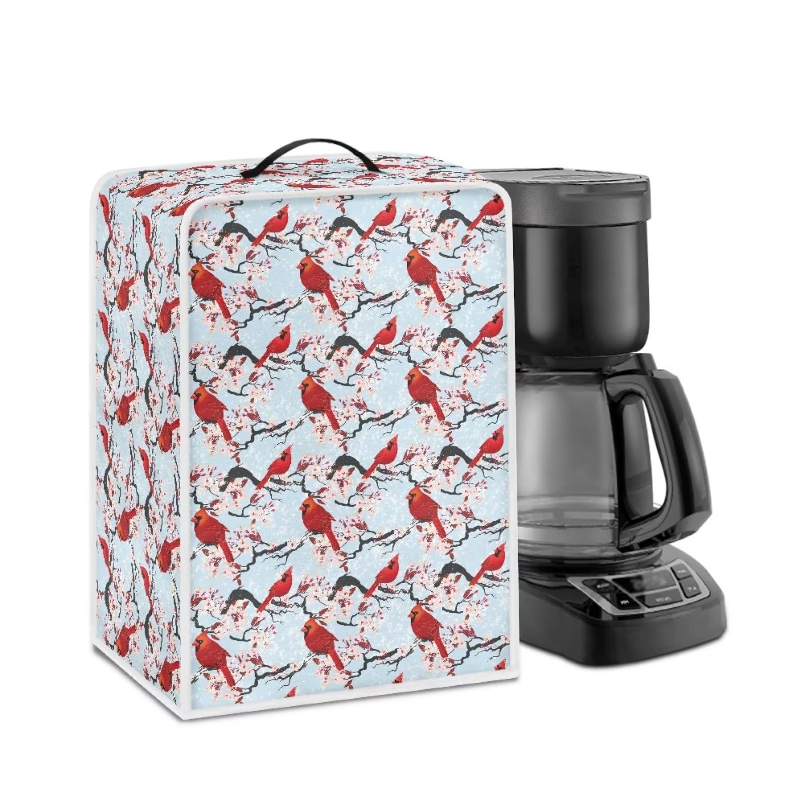 Christmas Themed Red Bird Coffee Maker Cover - Washable Dust-Proof Kitchen Appliance Cover Compatible with Juice Makers | Perfect for Holiday Tabletop Decor & Kitchen Protection