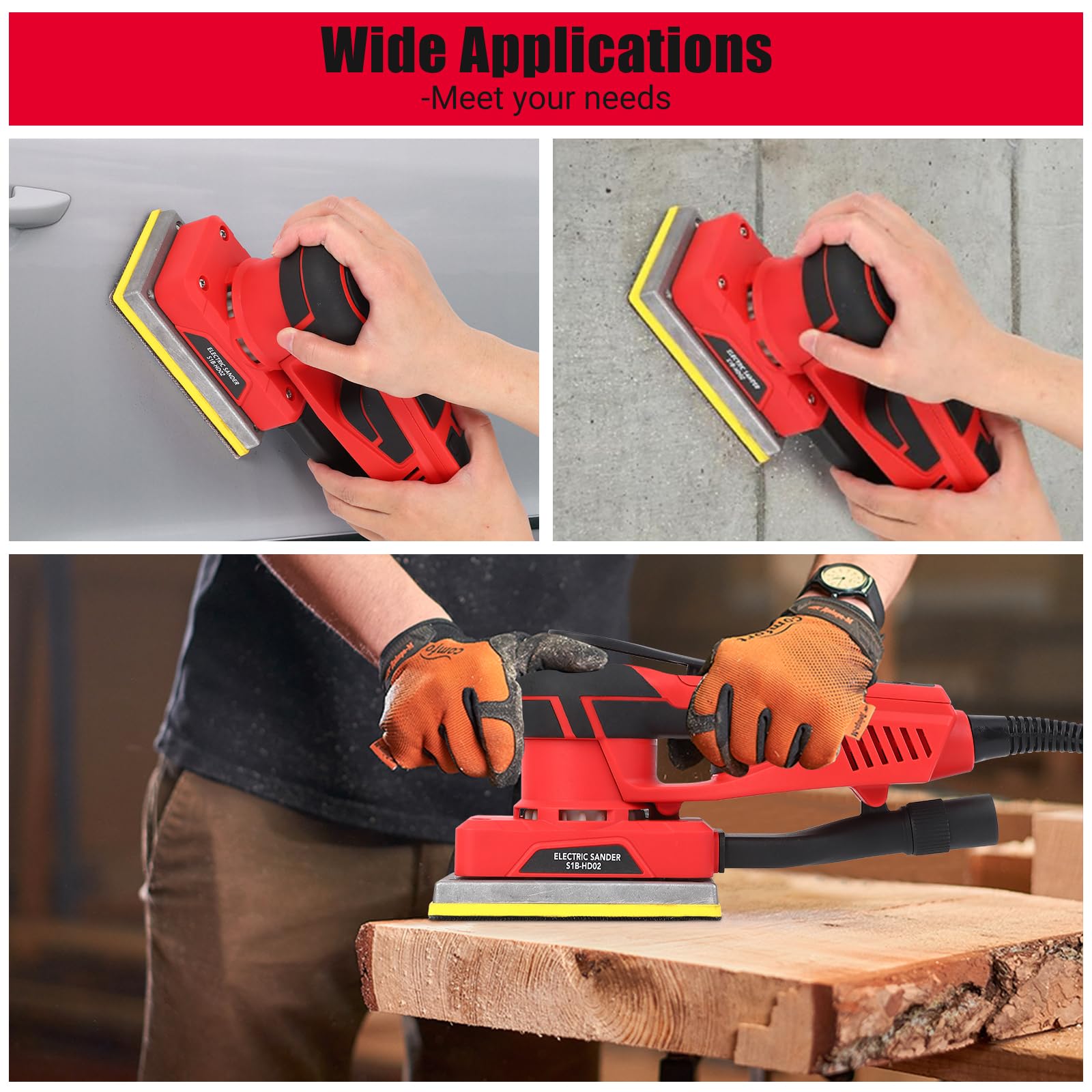 Towallmark 2.5 AMP Orbital Sander - 6 Speed Adjustable (10000 OPM) Electric Palm Sander for Woodworking, Sanding & Polishing - Includes 12 Sandpapers (350W) - Perfect for Furniture Refinishing, DIY Projects & Home Renovations