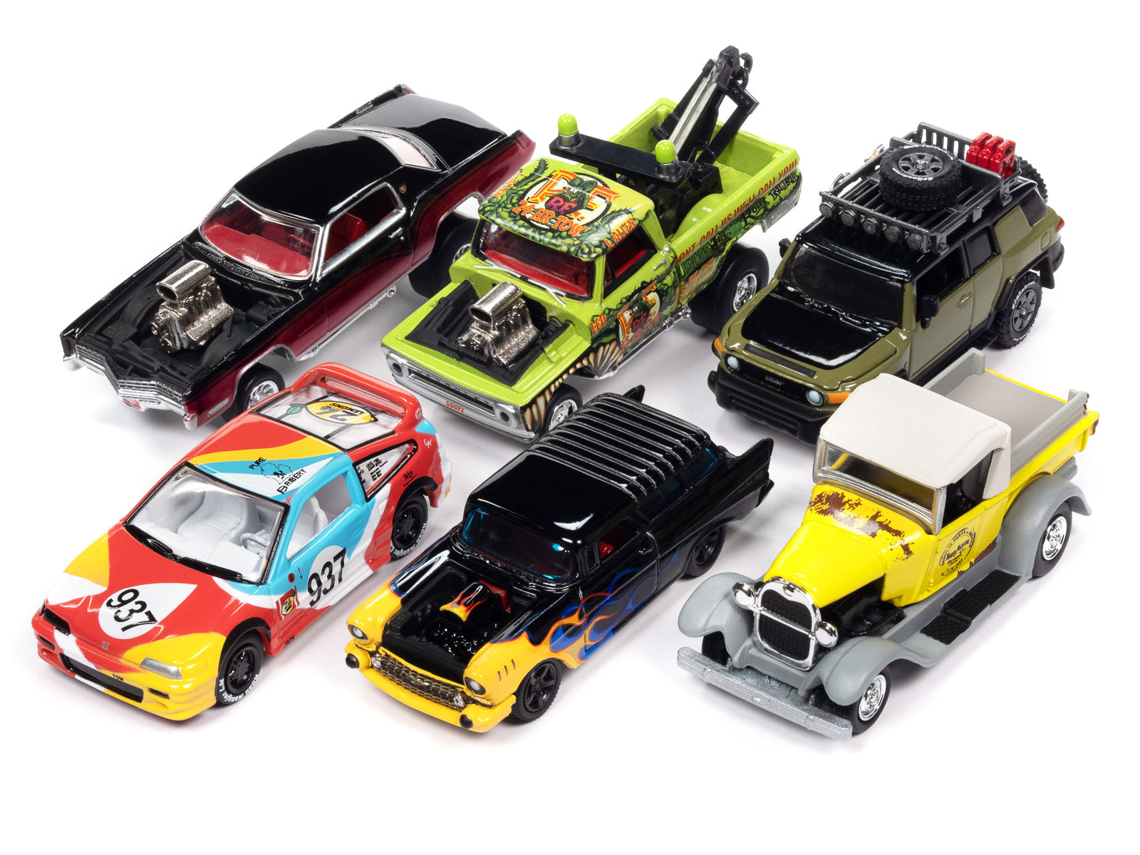 Johnny Lightning 1/64 Diecast Model Cars - Street Freaks 2023 Set A (6 Cars Collection) - Perfect for Collectors, Display & Racing Scenes