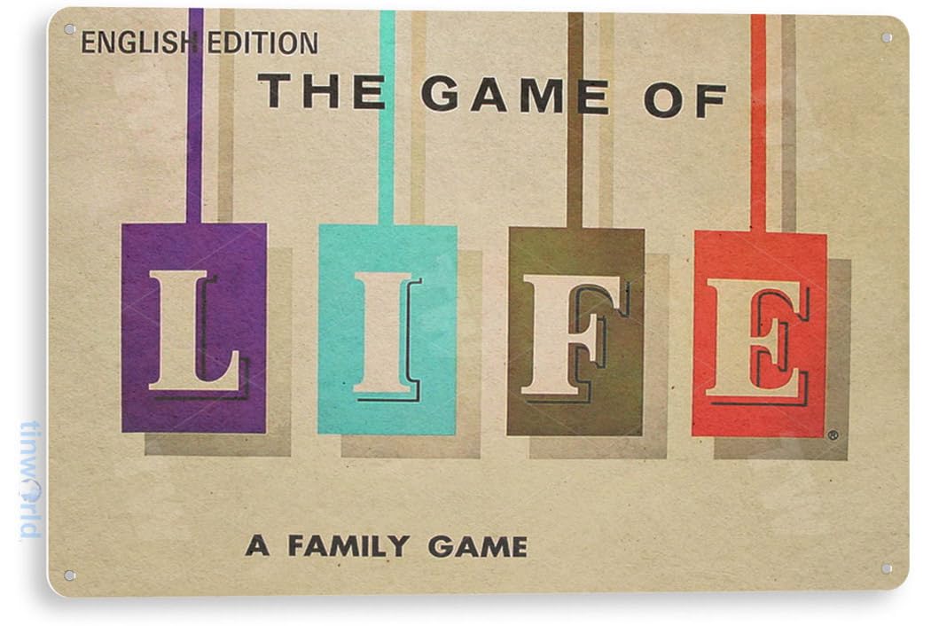 Tinworld TIN Sign C300 - Classic Game of Life Board Game Metal Wall Decor - Perfect for Game Rooms, Man Caves & Retro Home Decor