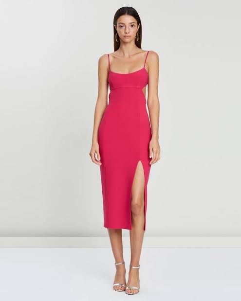 Amelie Cup Midi Dress for Women - Flowy Magenta Summer Dress with Short Sleeves | Perfect for Beach Vacations, Date Nights & Casual Outings